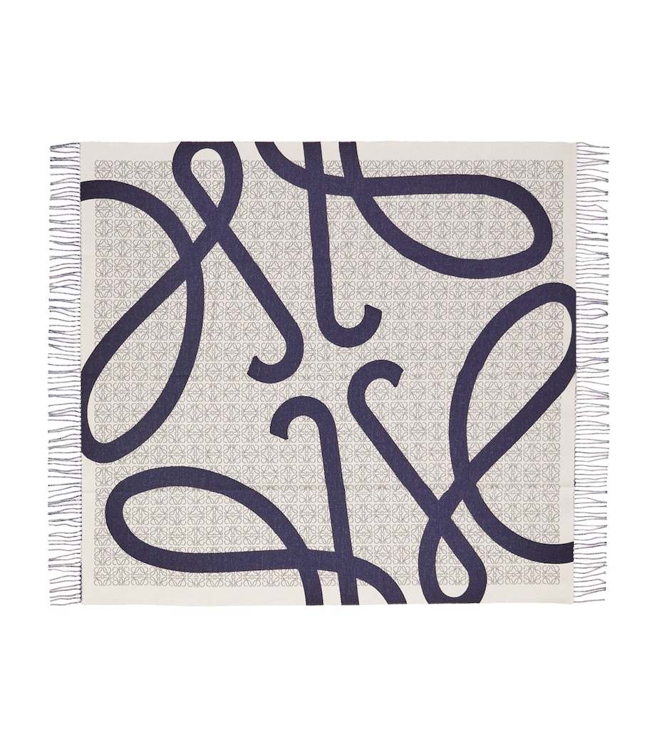 LOEWE Wool Anagram Blanket (120cm x 140cm) Navy Blue Image 1