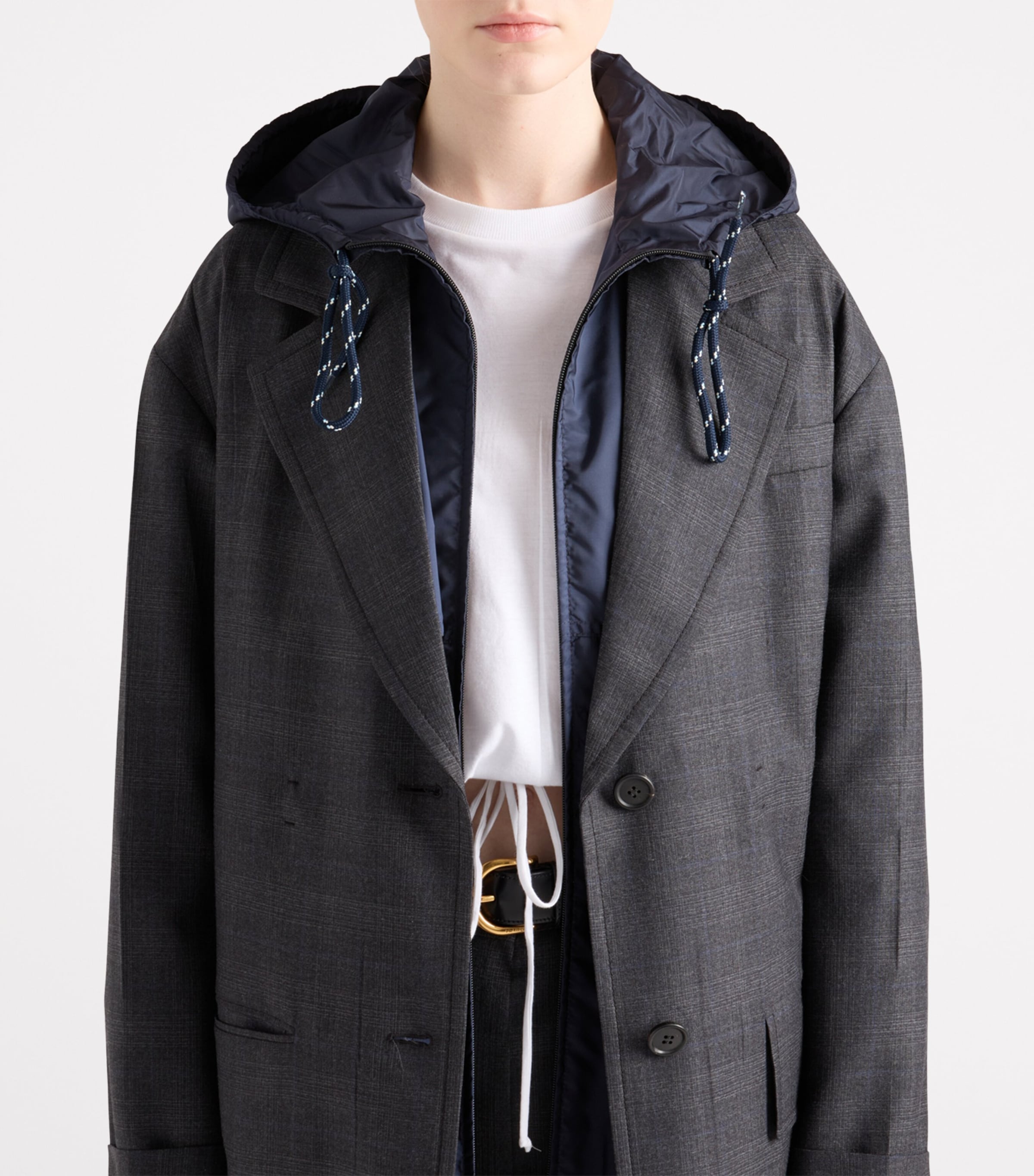 PRADA ナイロン　ロングコート　ネイビー　42 Re-Nylon Prada Blue Re-Nylon Longline Rain Coat | Harrods UK