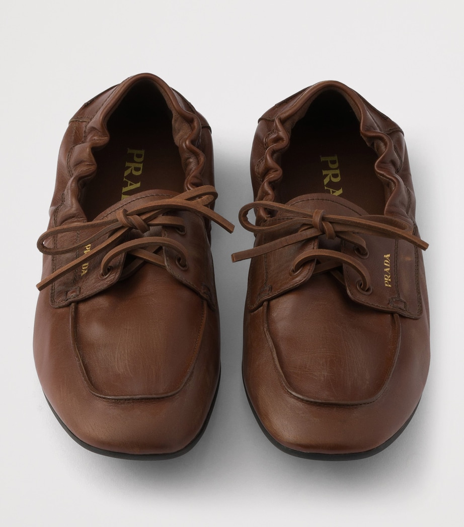 Prada Antiqued Leather Shuffle Loafers Brown Image 3