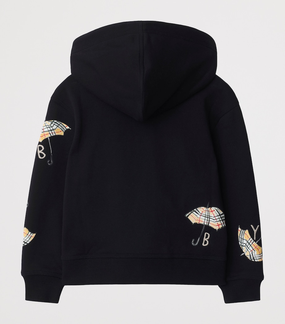 Cotton Umbrella Logo Zip-Up Hoodie (3-12 Years) BLACK Image 2