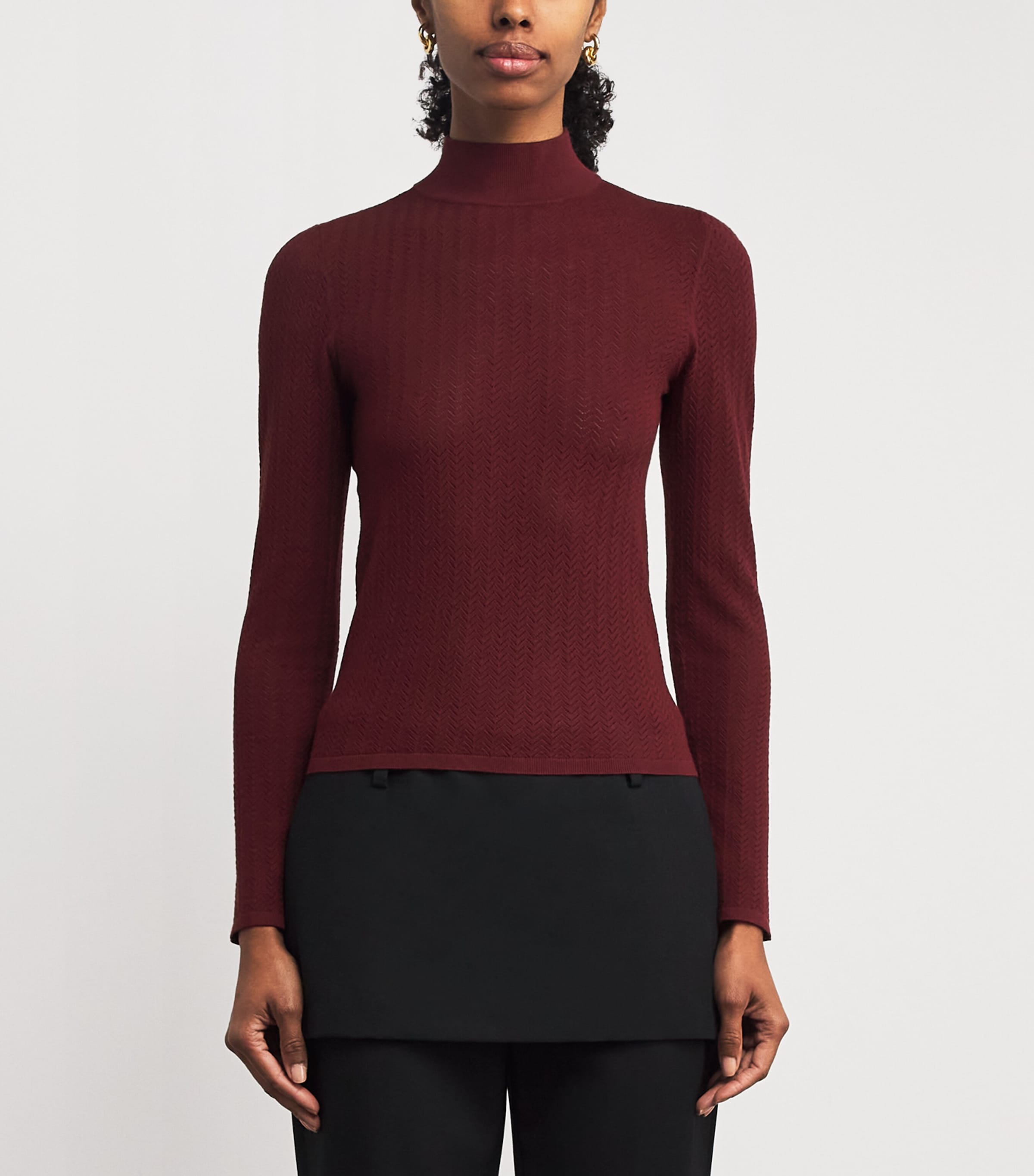 Pointelle Lanie Top I606 OXBLOOD Image 3