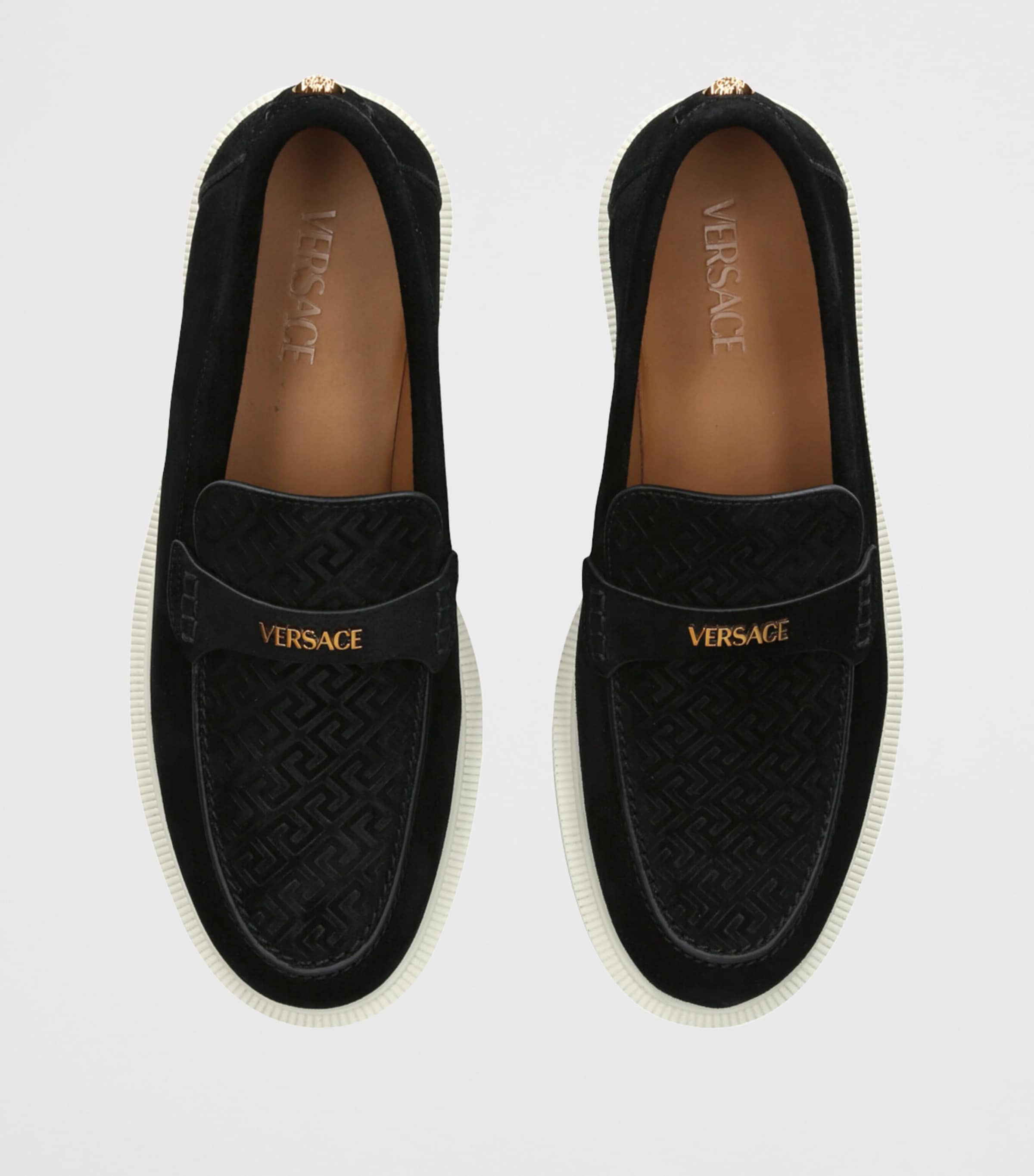 Suede Greco Monogram Loafers BLACK Image 4