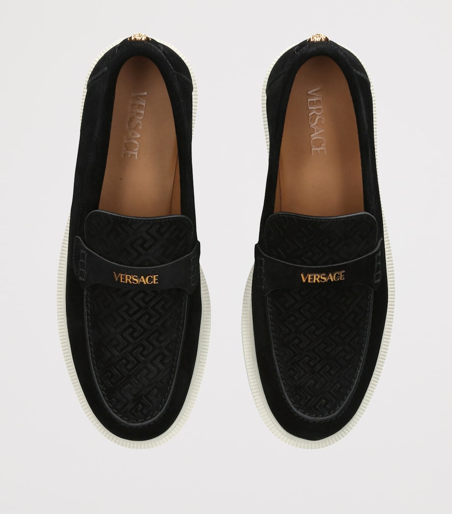 Suede Greco Monogram Loafers BLACK Image 4