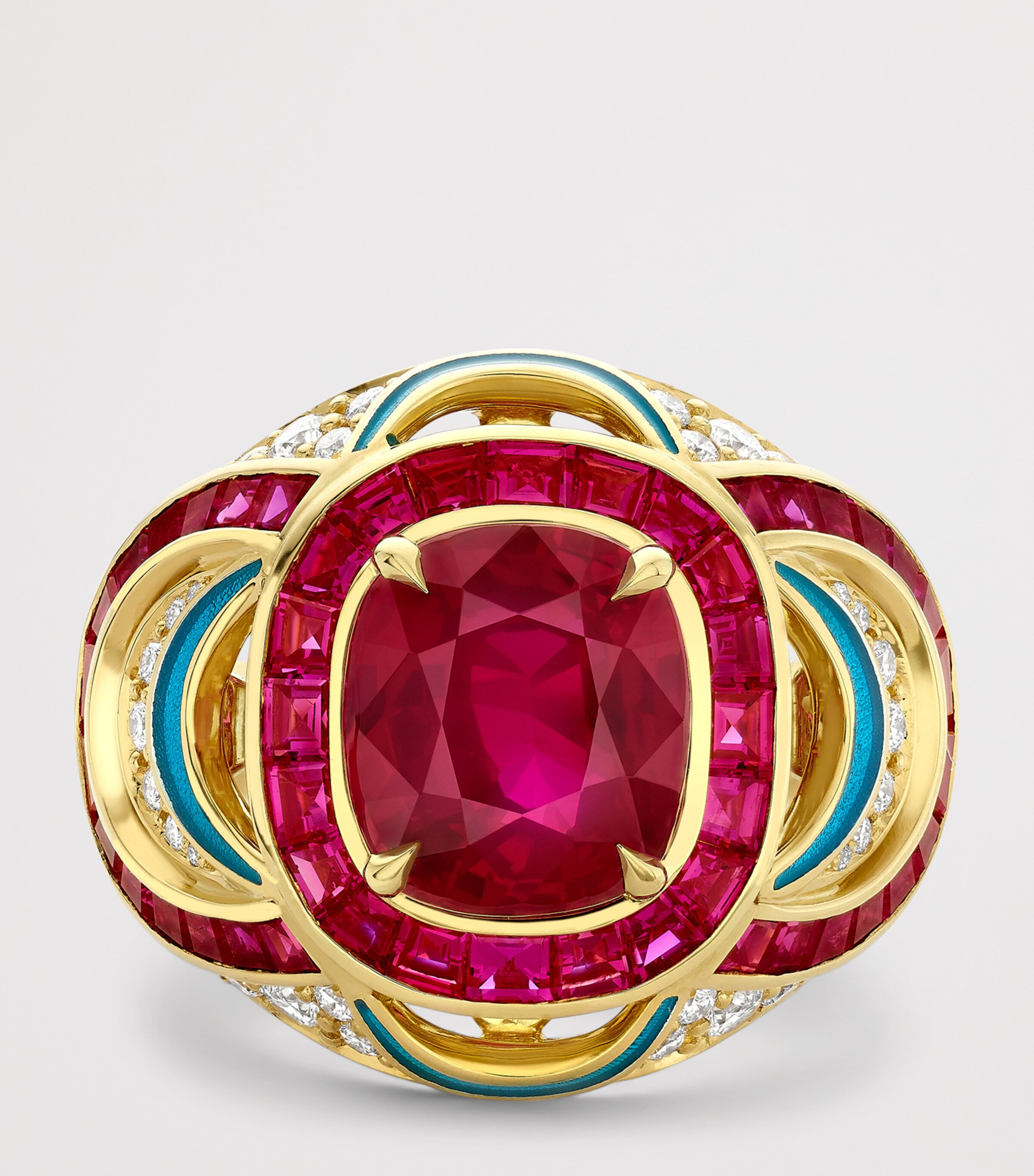 Boodles Yellow Gold, Diamond and Ruby Presence Chamber Palace Ring Red Image 3
