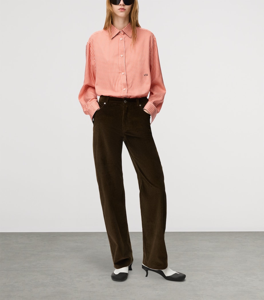 LOEWE Womens Corduroy Straight-Leg Trousers Brown Image 2