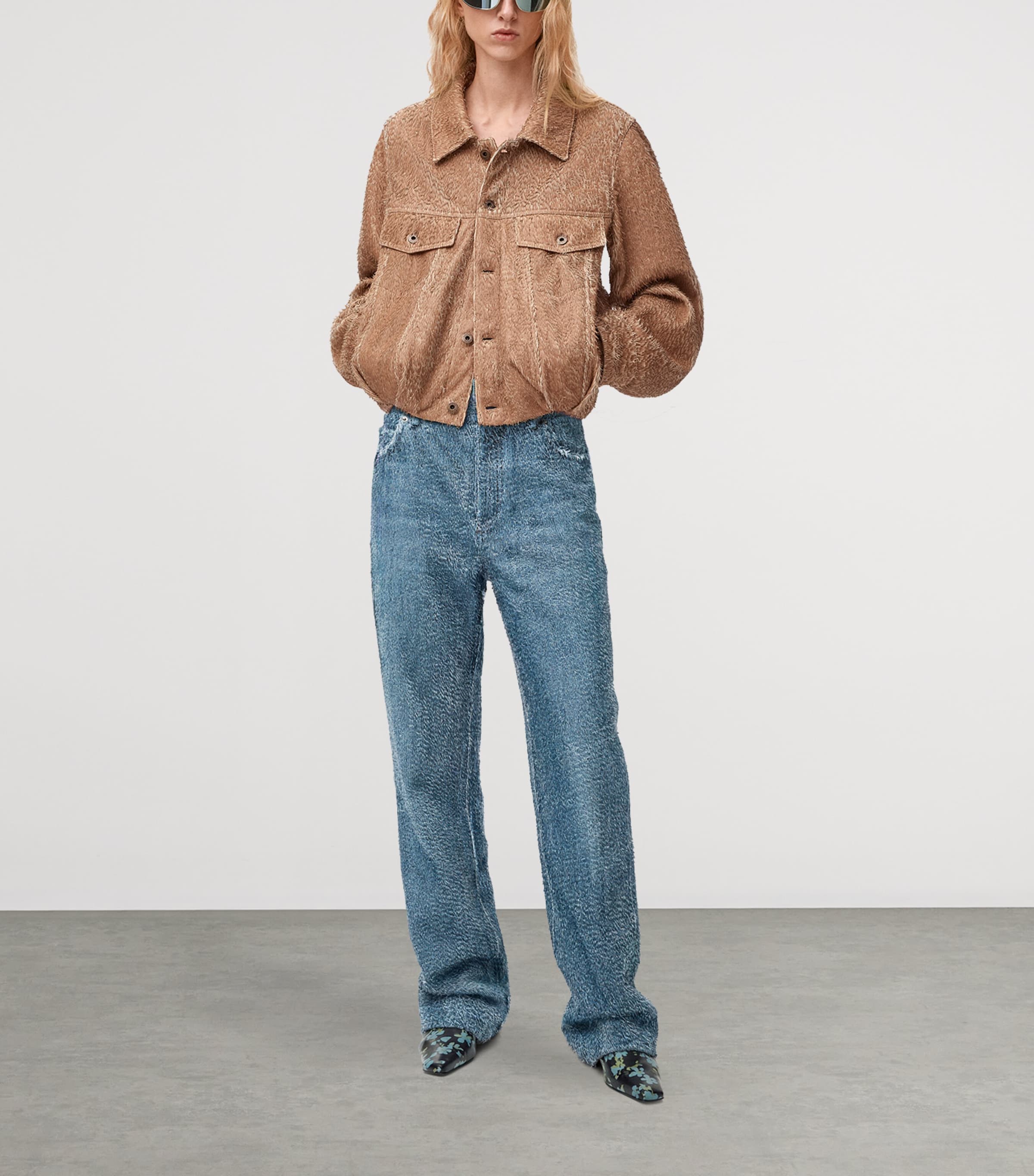 Textured Lambskin Oversized Jacket BEIGE Image 2