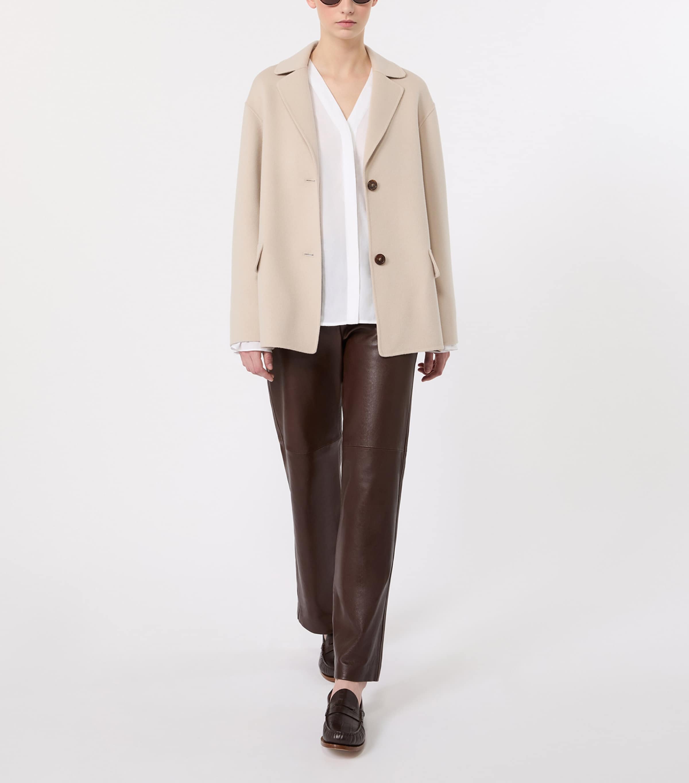 Max Mara Womens Virgin Wool Short Jacket Beige Image 2