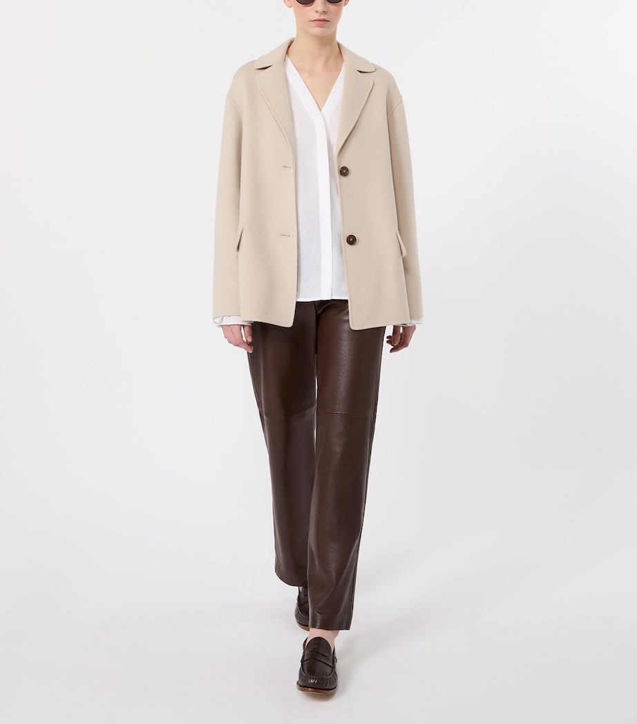 Max Mara Womens Virgin Wool Short Jacket Beige Image 2