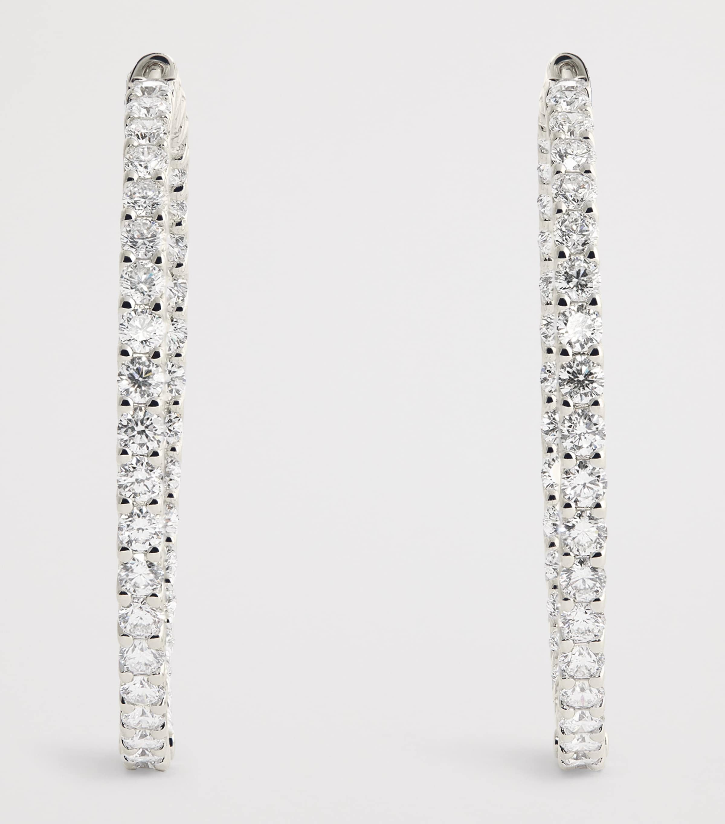 Harrods White Gold and Diamond Hoop Earrings (5.84ctw) White Gold Image 3