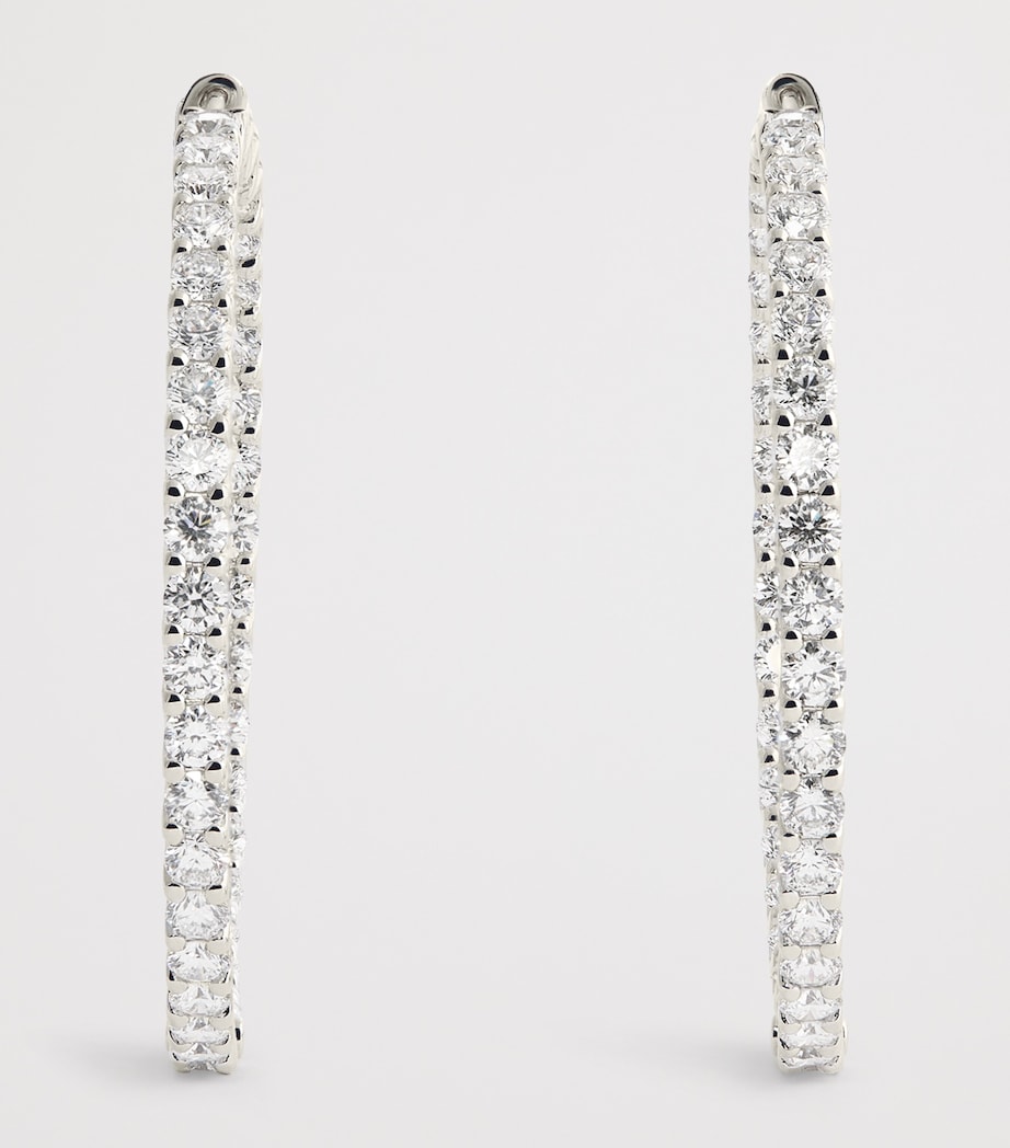 Harrods White Gold and Diamond Hoop Earrings (5.84ctw) White Gold Image 3