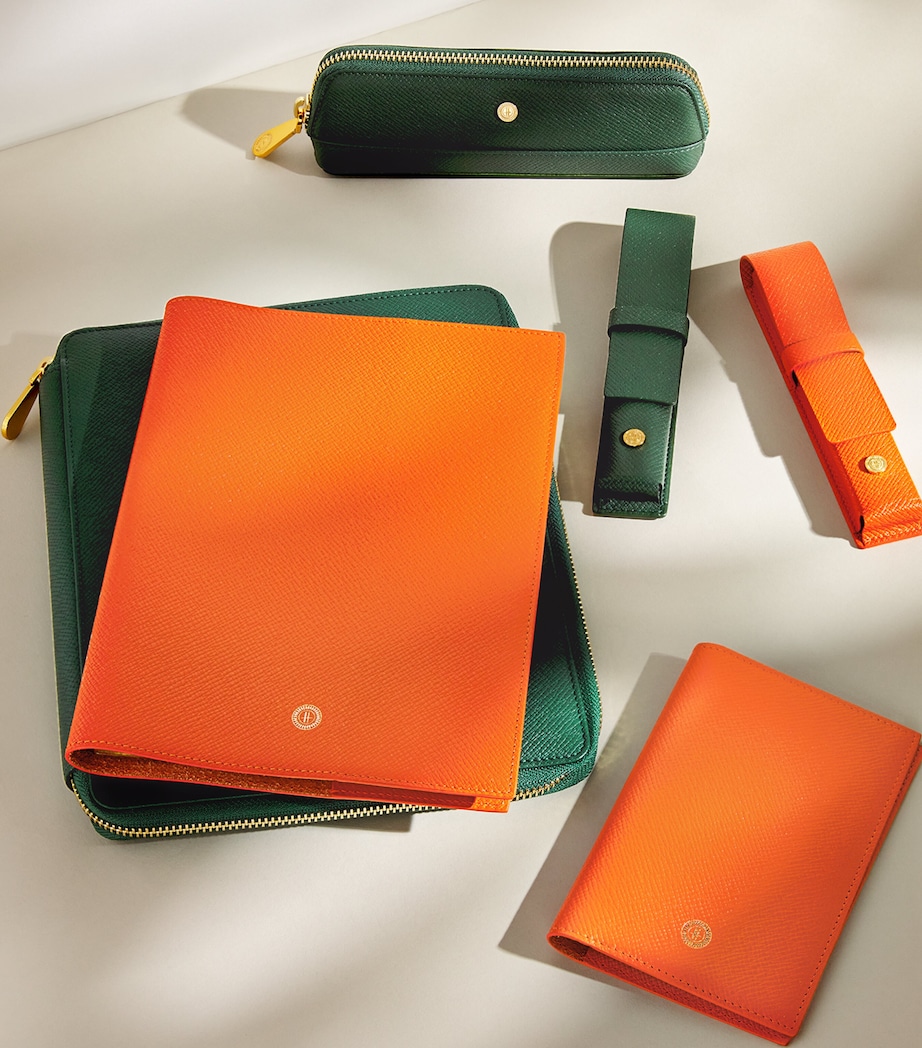 Harrods Leather Refillable Sleeve and Notepad Orange Image 4