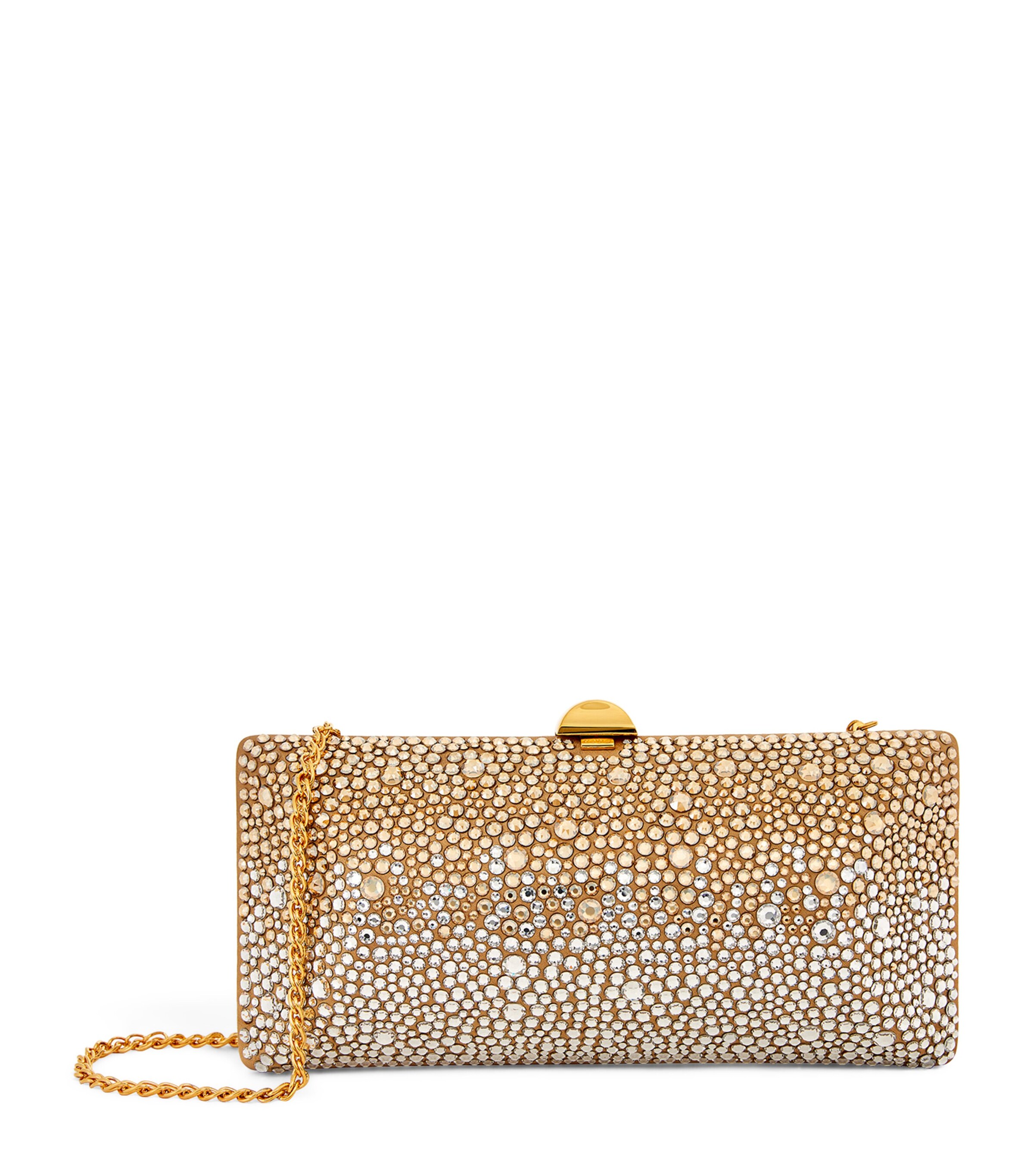 Rodo Gold Silk Satin Crystal-Embellished Clutch Bag | Harrods US