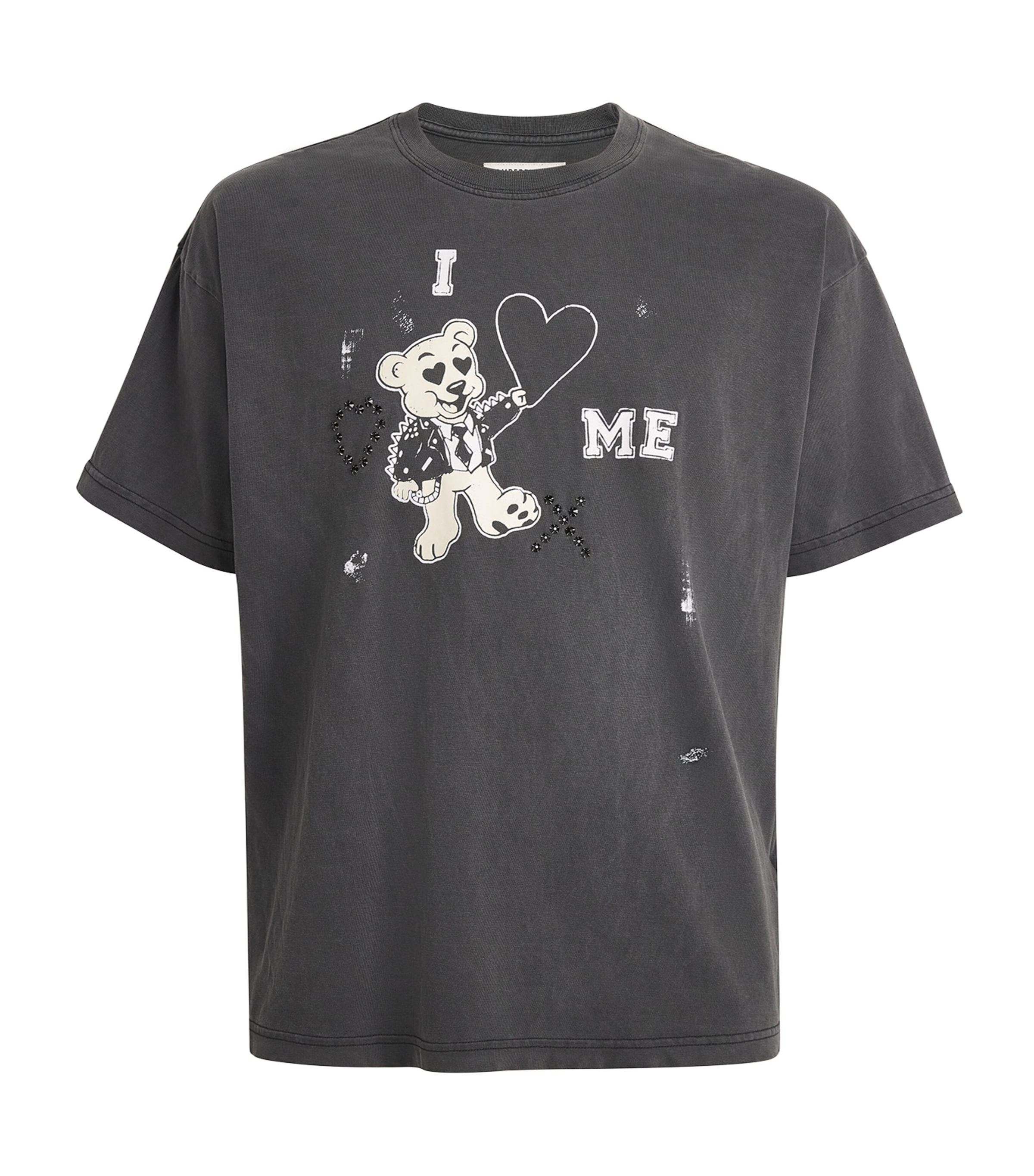 DOMREBEL Mens Cotton I Love Me T-Shirt Faded Black Image 1
