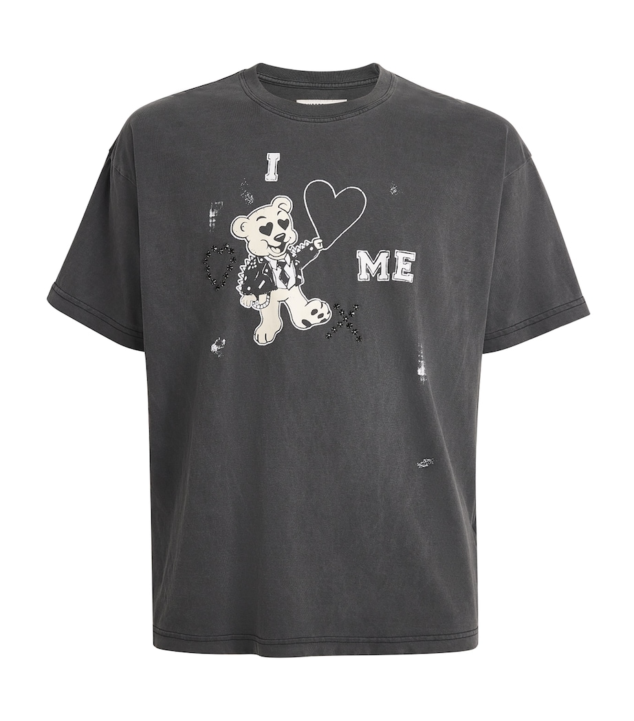 DOMREBEL Mens Cotton I Love Me T-Shirt Faded Black Image 1