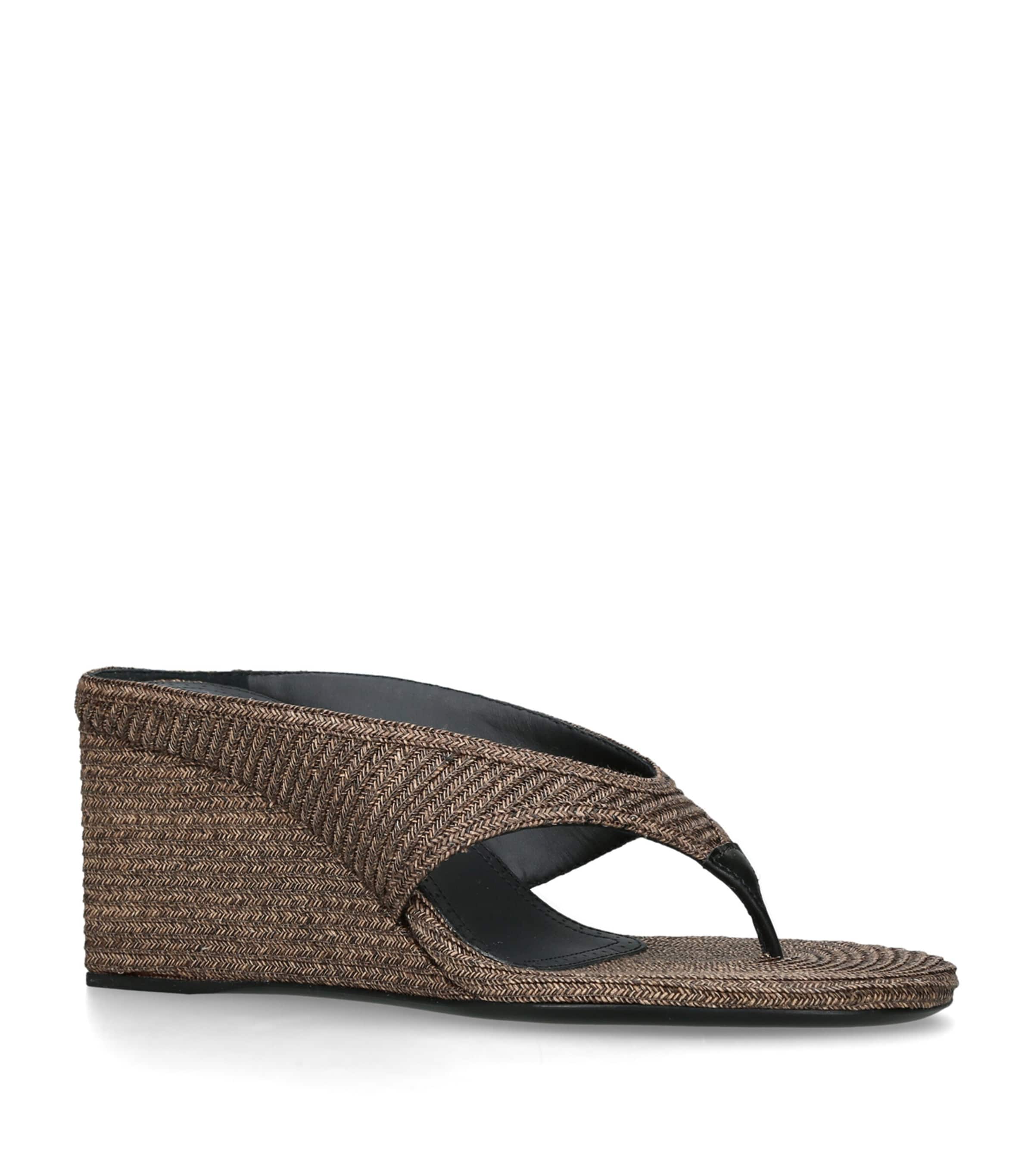 Alaïa Raffia Cube Wedge Sandals 75 Brown Image 3