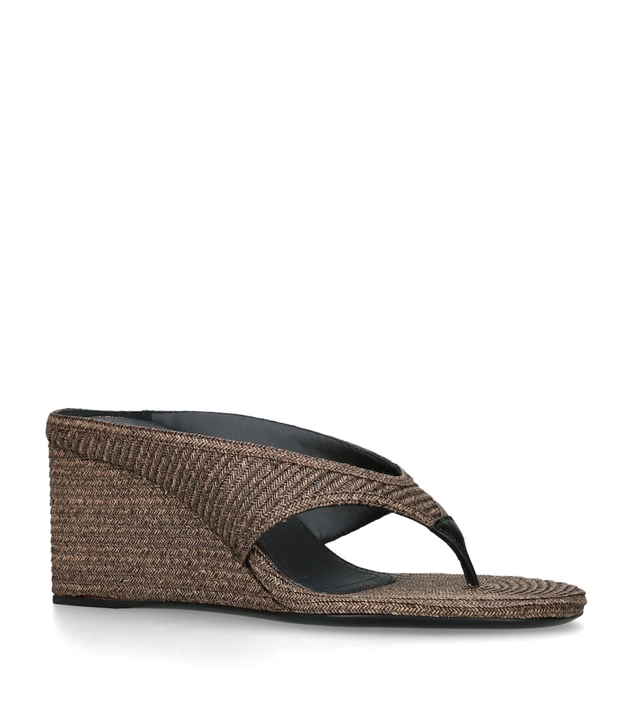 Alaïa Raffia Cube Wedge Sandals 75 Brown Image 3