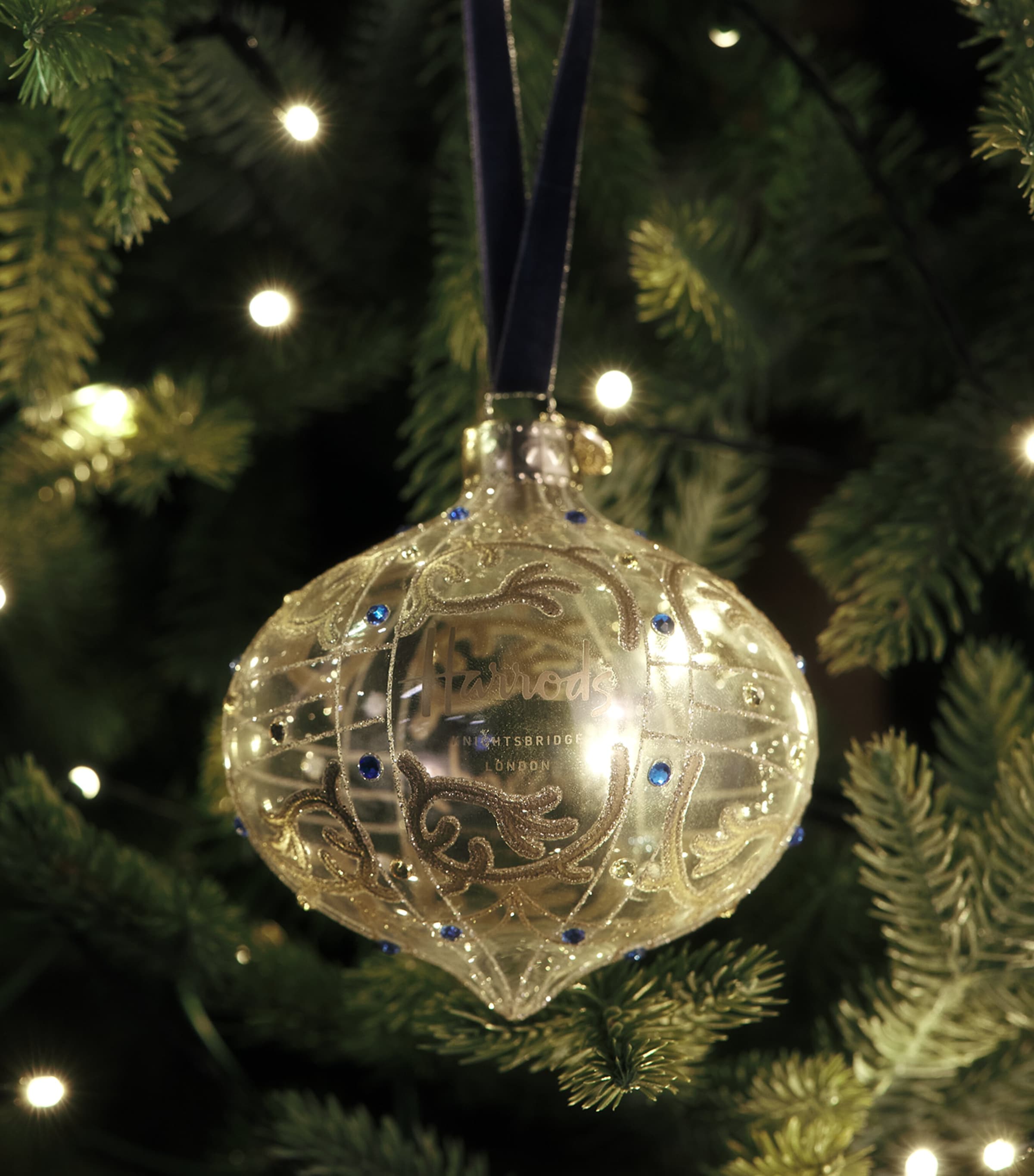 Harrods Glass Toile Bauble Image 3