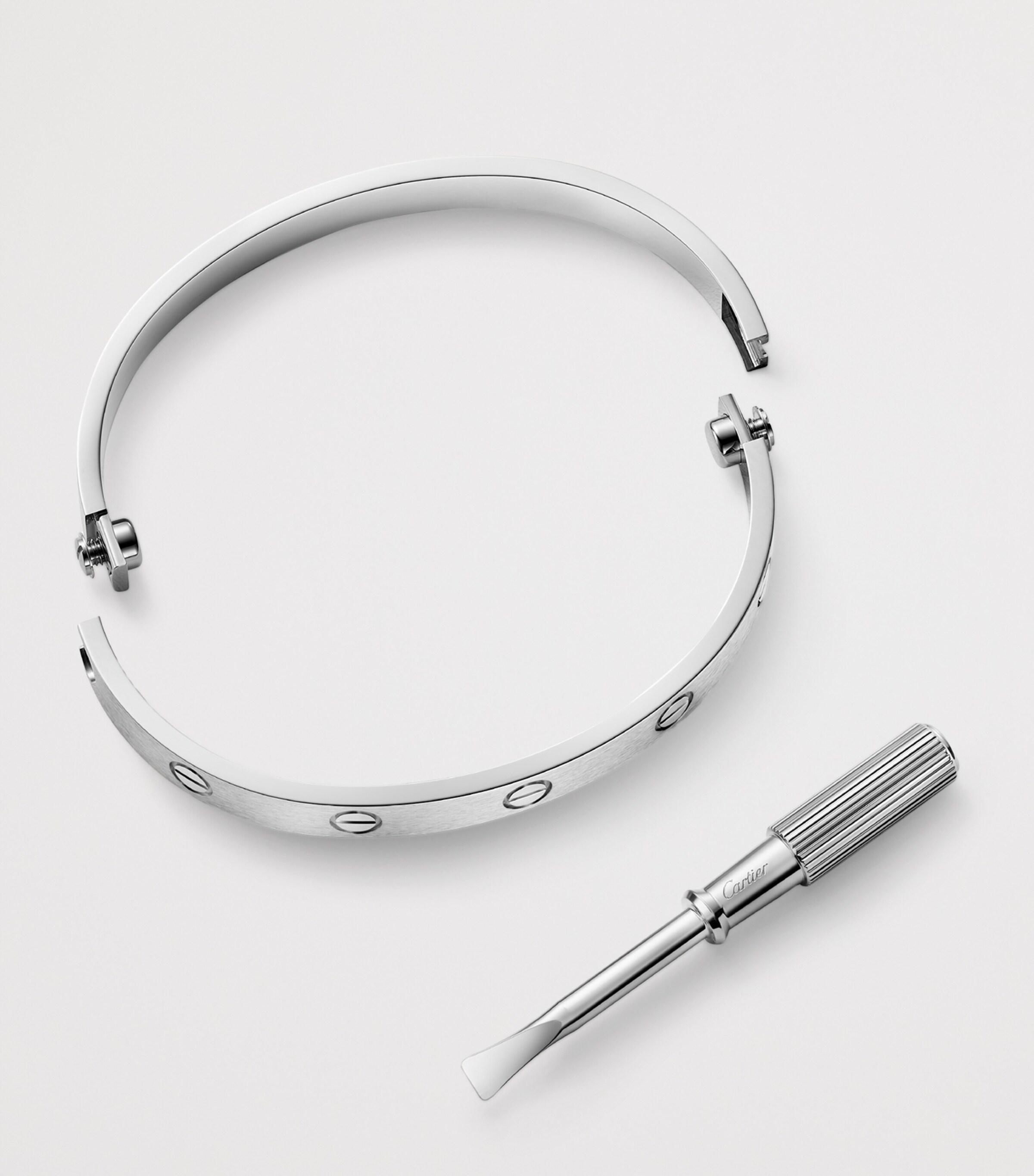 Medium White Gold and Diamond LOVE Bracelet WHITE GOLD Image 3