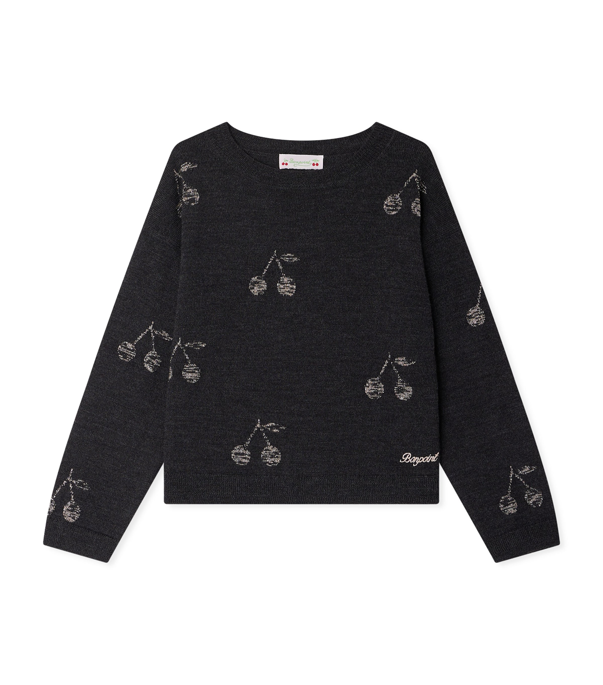 Bonpoint Wool Cherry Sweater In Gray