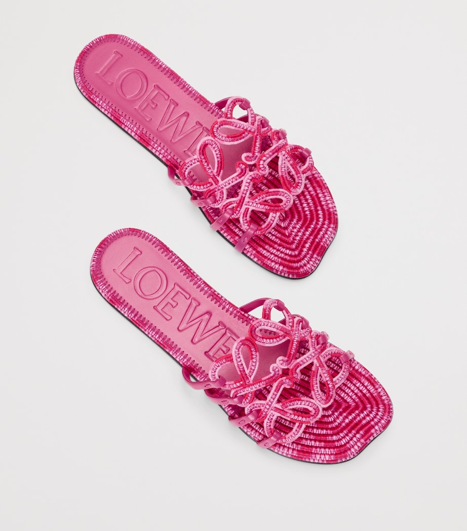 LOEWE x Paula's Ibiza Leather Embroidered Petal Anagram Slides Orchid Image 3