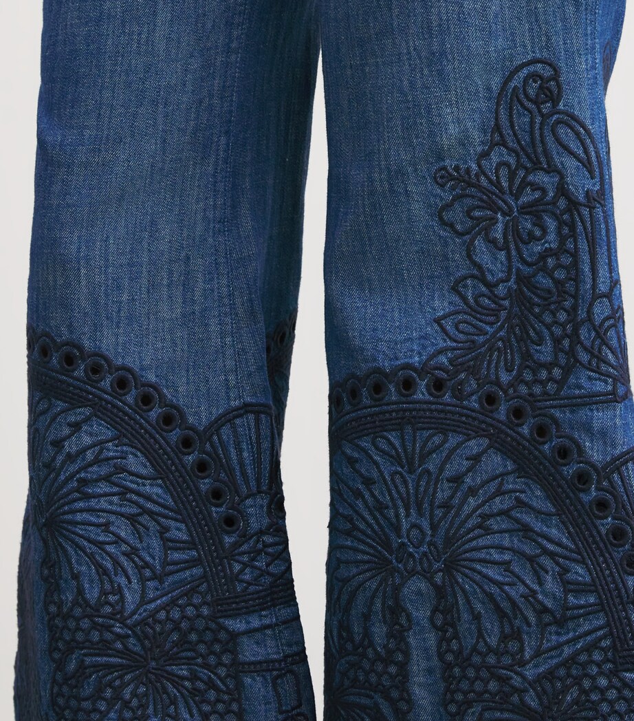 Denim Coco Flared Trousers RWBLU RAILWAY BLUE Image 6