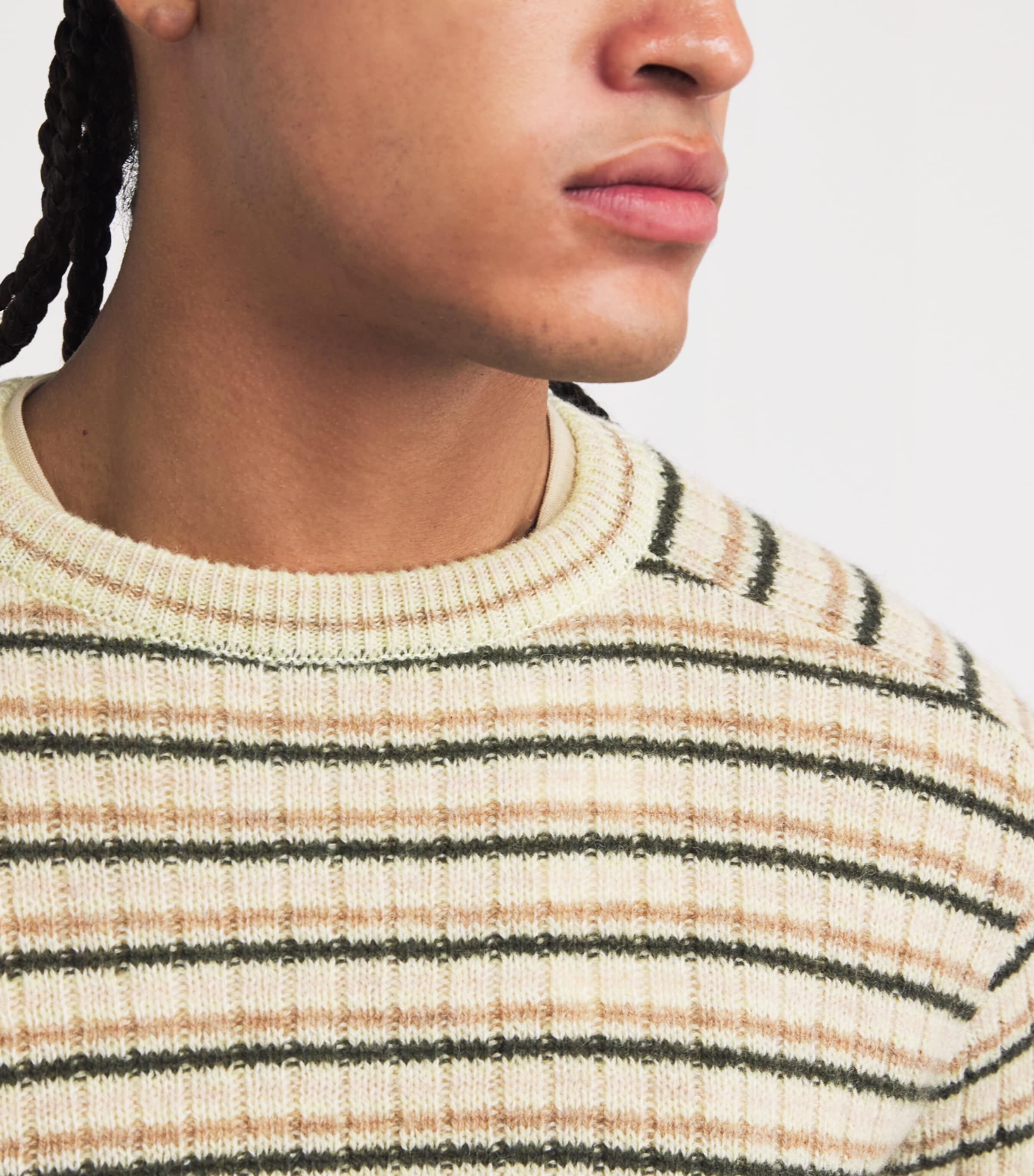 Auralee White Wool-Cashmere Stripe Sweater | Harrods US