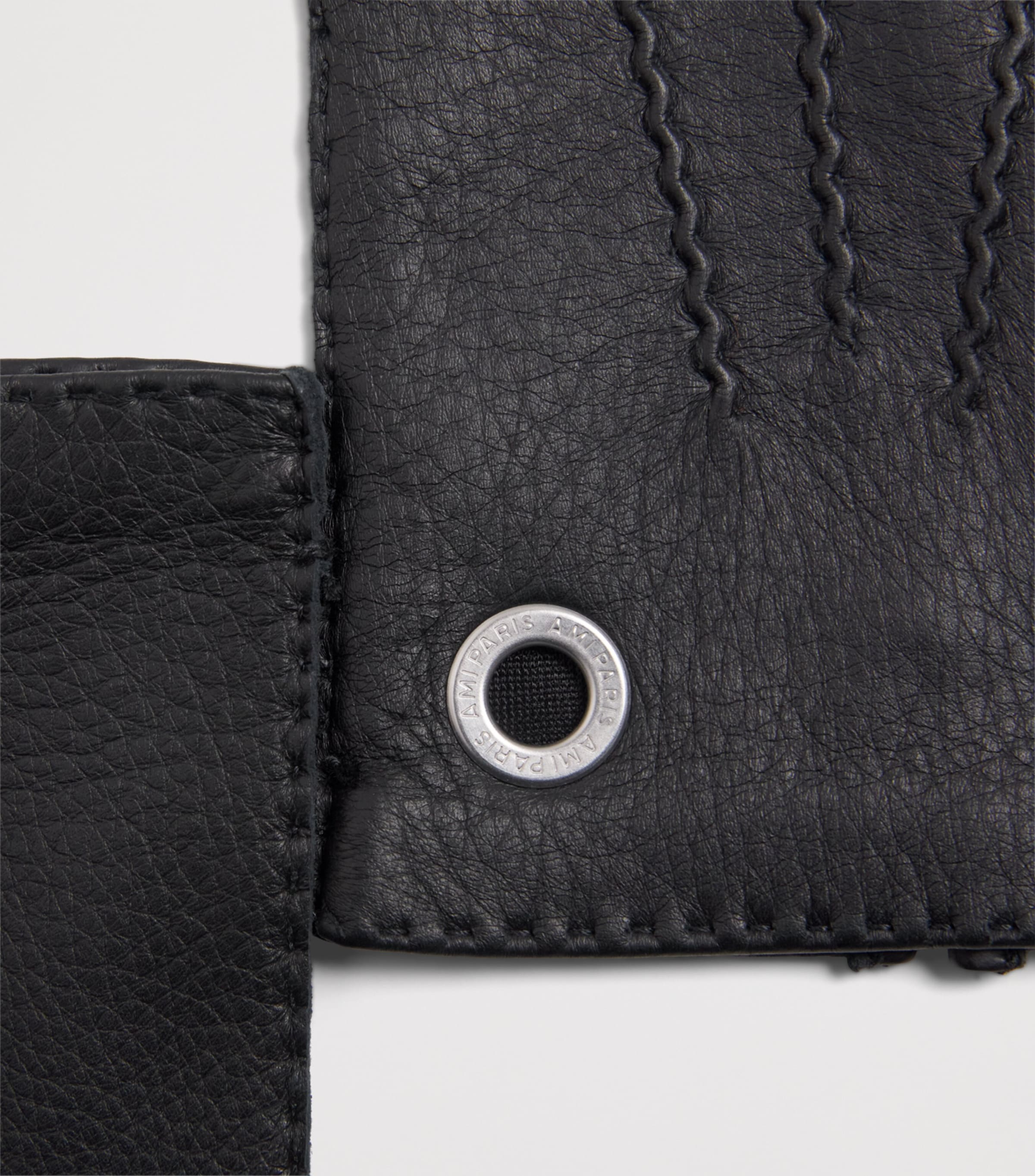AMI 手袋 AMI Paris Black Grained Leather Gloves | Harrods US