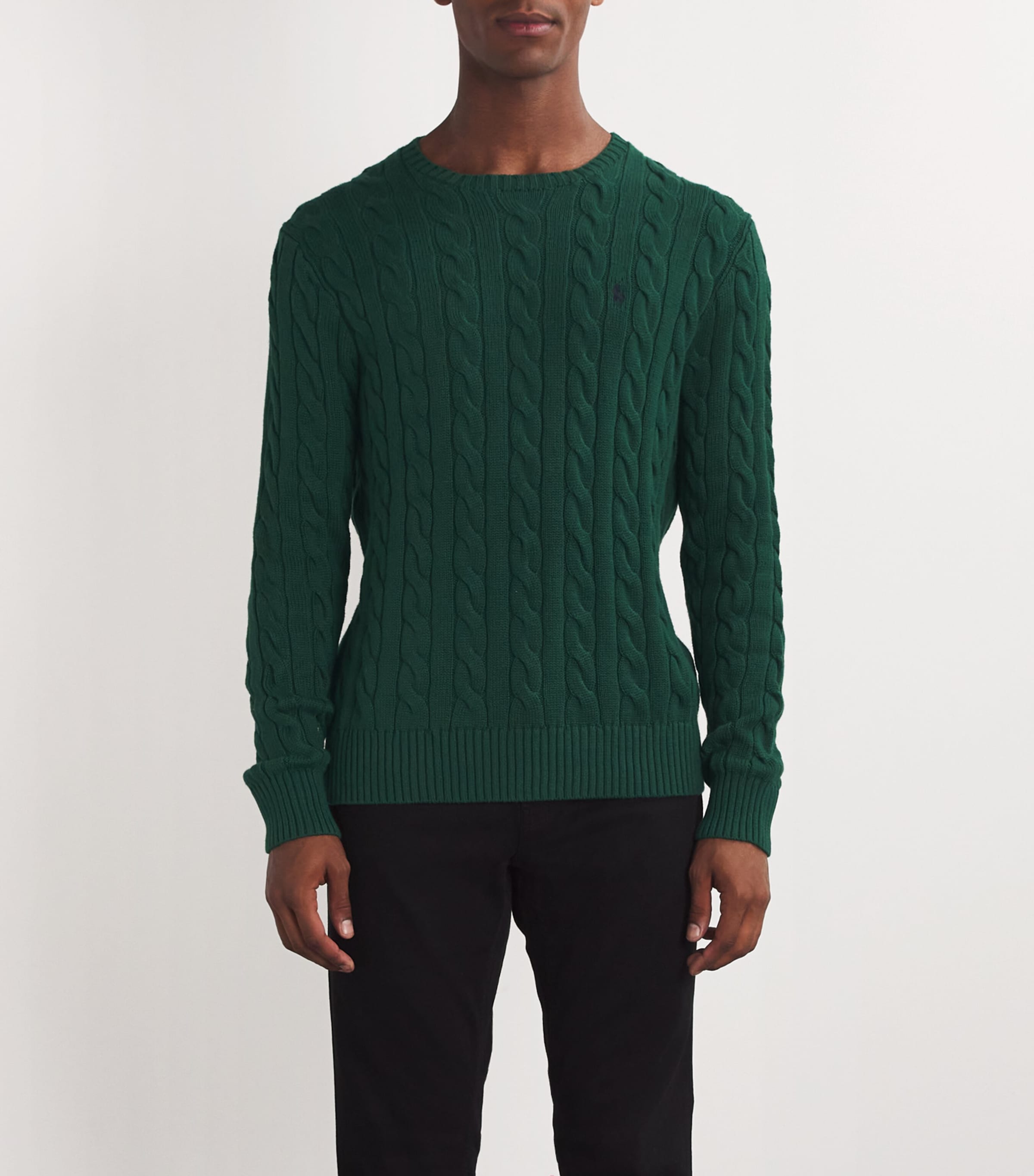 Polo Ralph Lauren Mens Cotton Cable-Knit Sweater Green Image 3