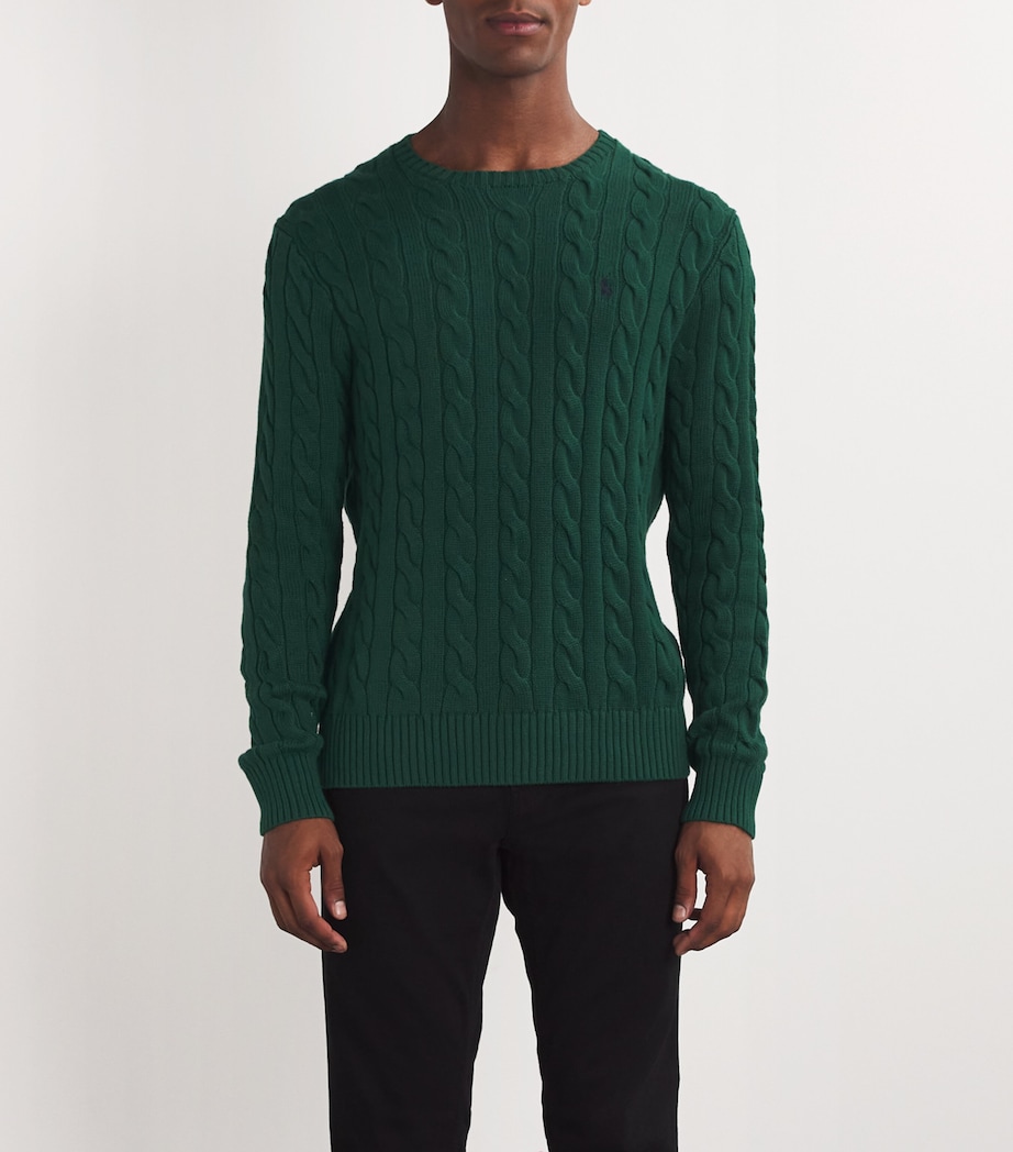 Polo Ralph Lauren Mens Cotton Cable-Knit Sweater Green Image 3