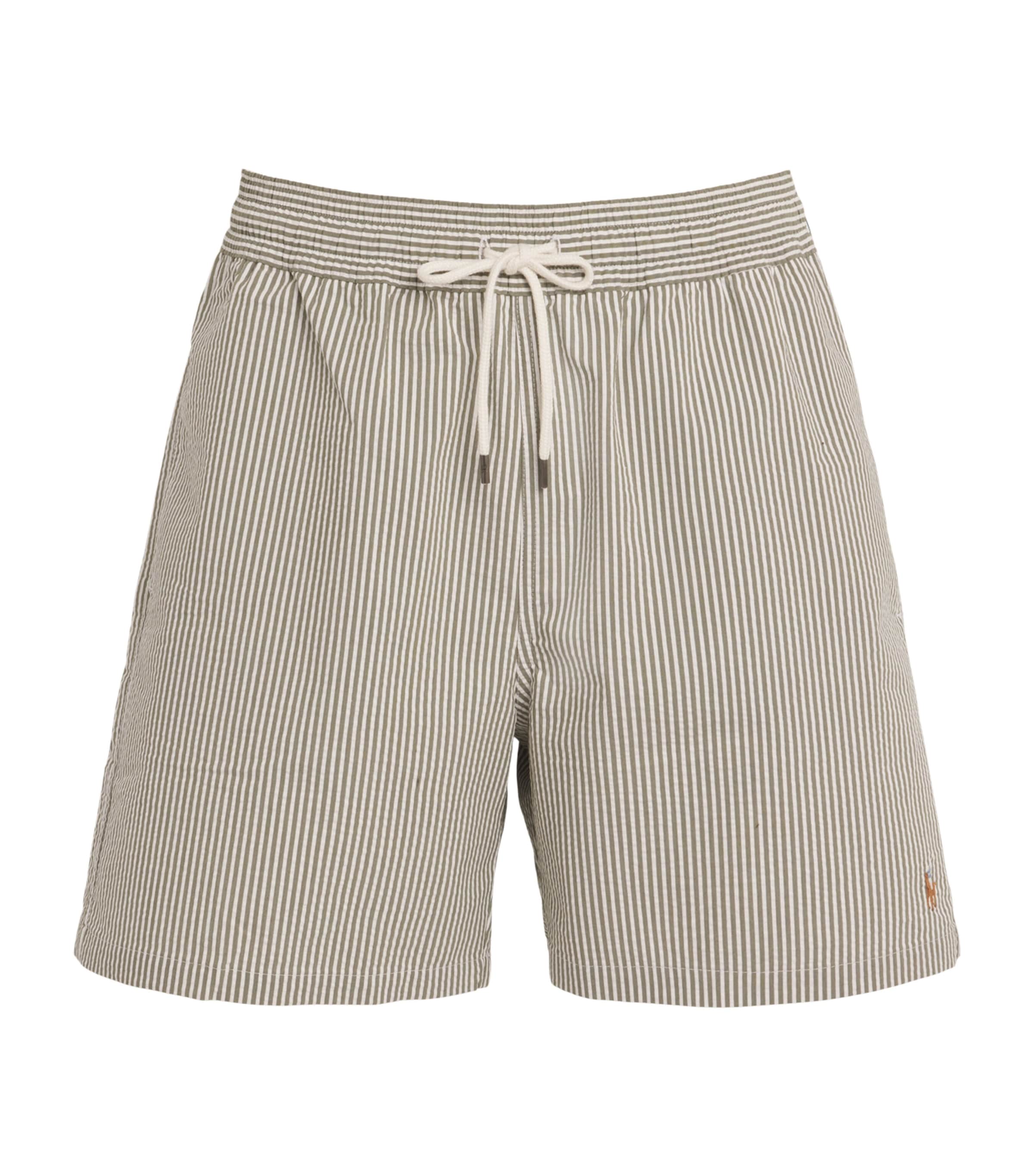 Polo Ralph Lauren Seersucker Traveller Swim Shorts In Green
