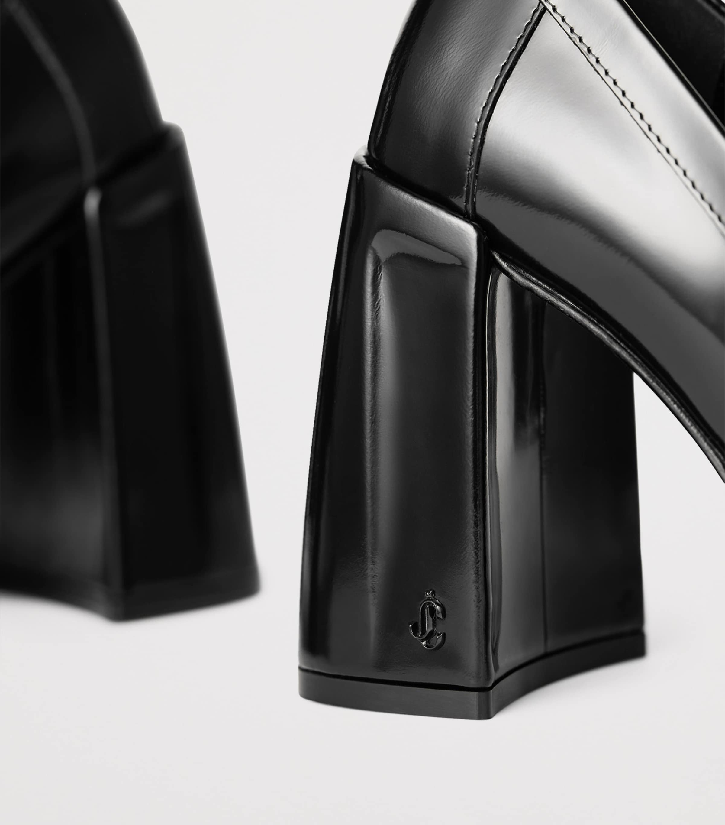 Tylor 95 Leather Heeled Loafers BLACK Image 3