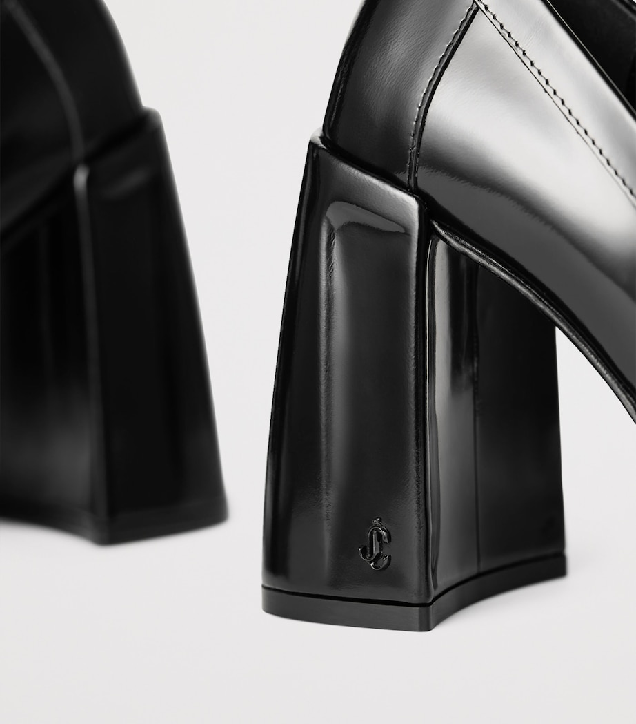 Tylor 95 Leather Heeled Loafers BLACK Image 3