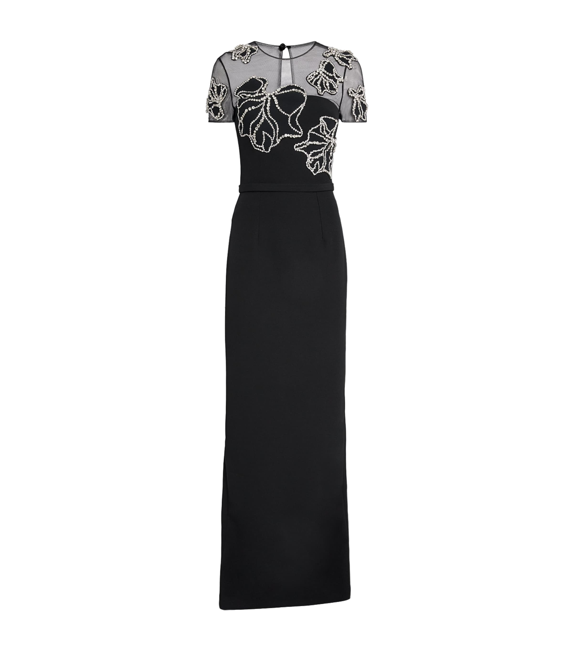 Safiyaa Embellished Mesh Yoke Gown