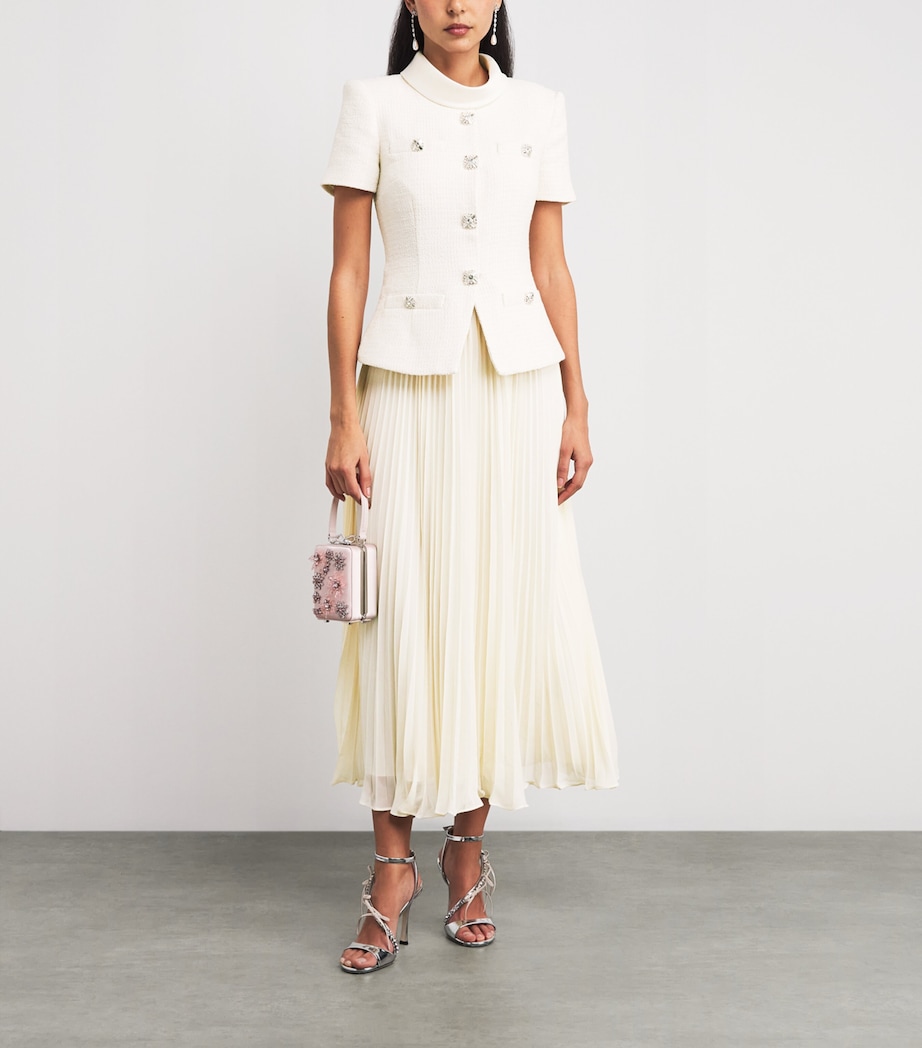 Bouclé Chiffon Midi Dress CREAM Image 2