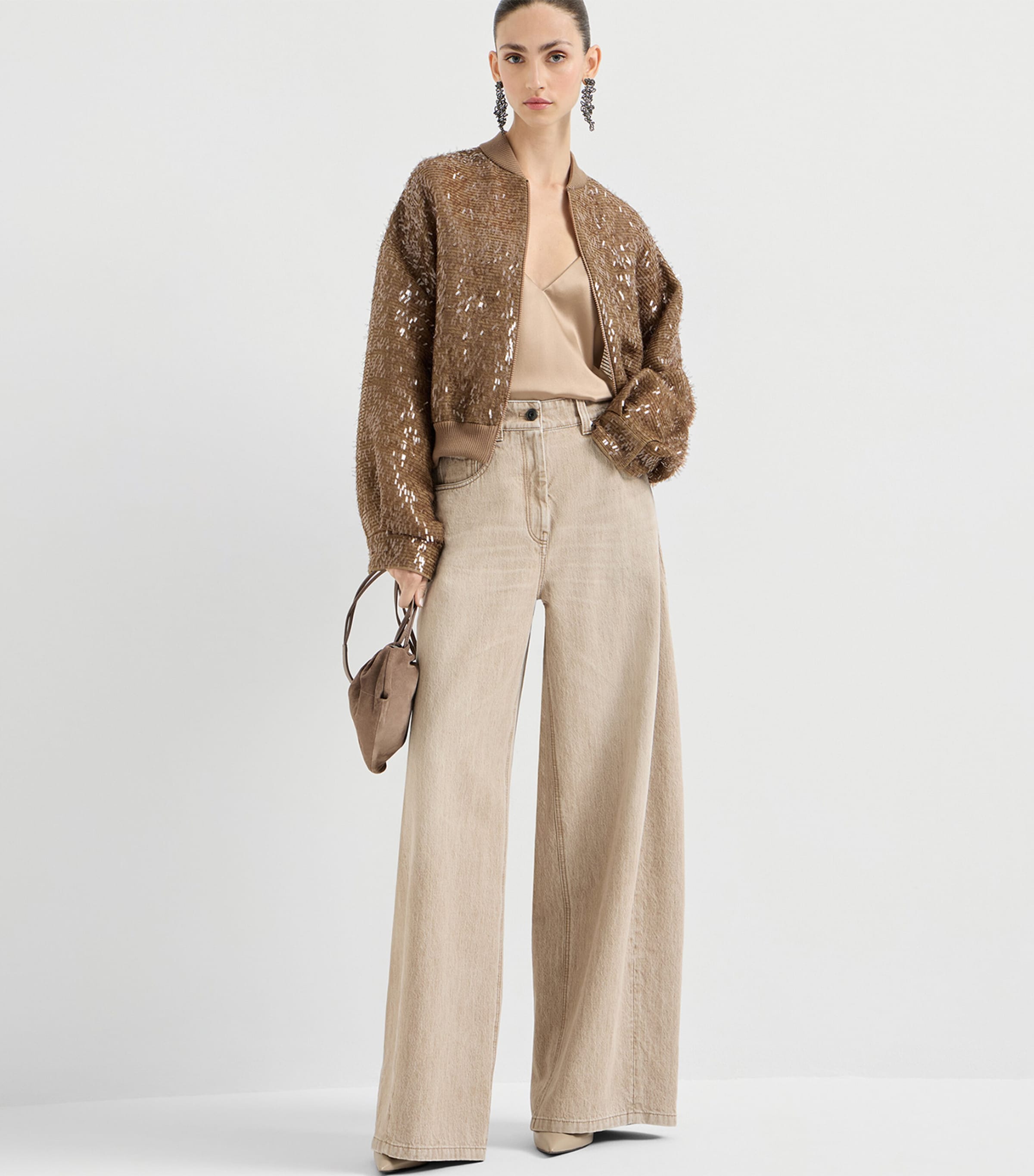 Brunello Cucinelli Womens Embellished Bomber Jacket Image 5