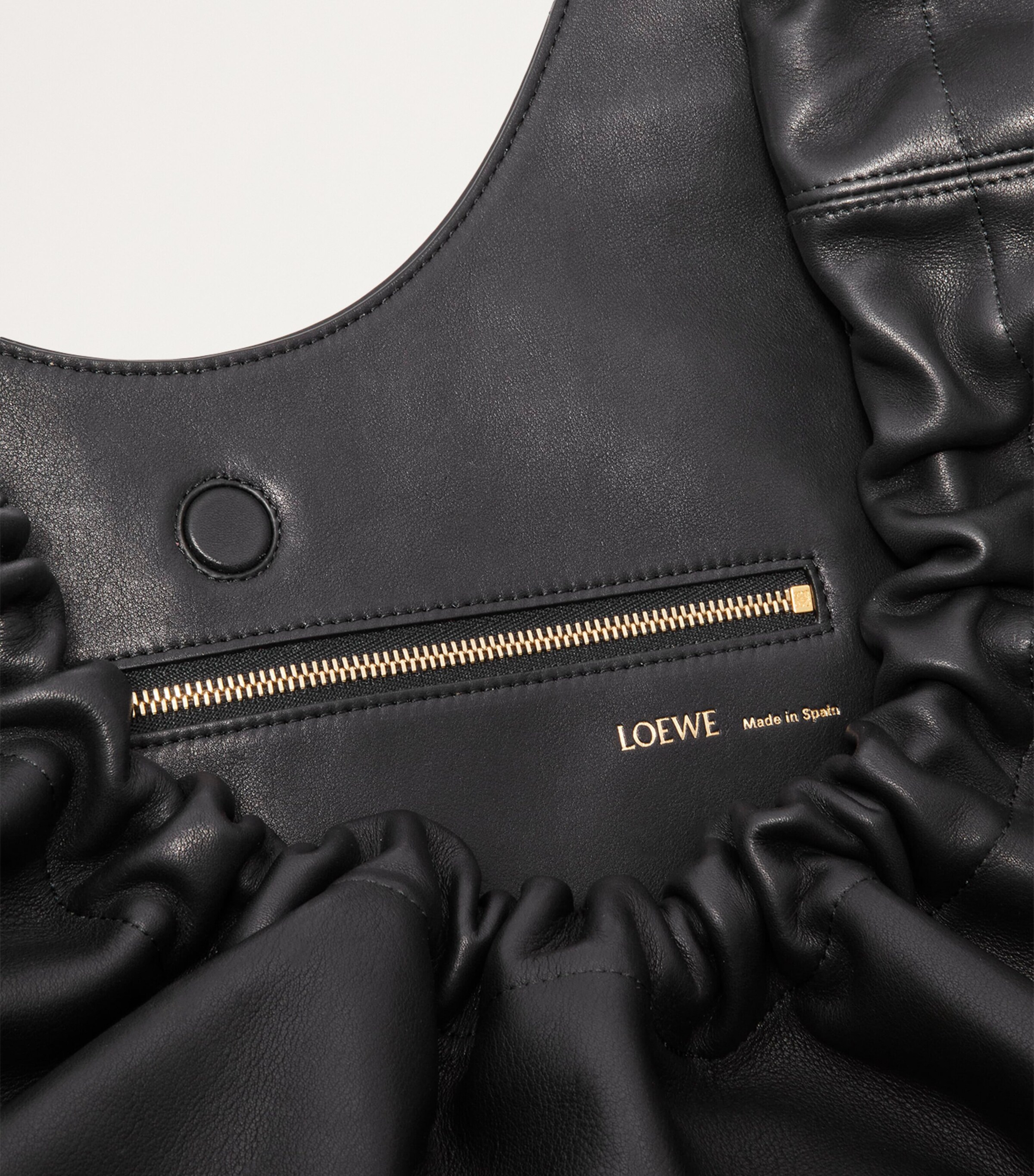 LOEWE XL Leather Squeeze Cord Top-Handle Bag Black Image 7