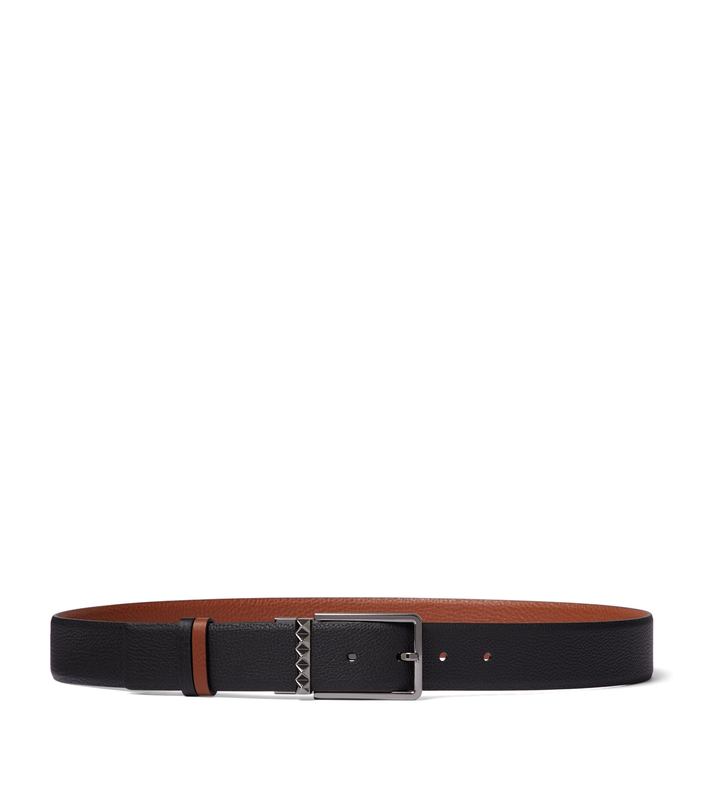 Valentino Garavani Reversible Rockstud Leather Belt In Nero/selleria