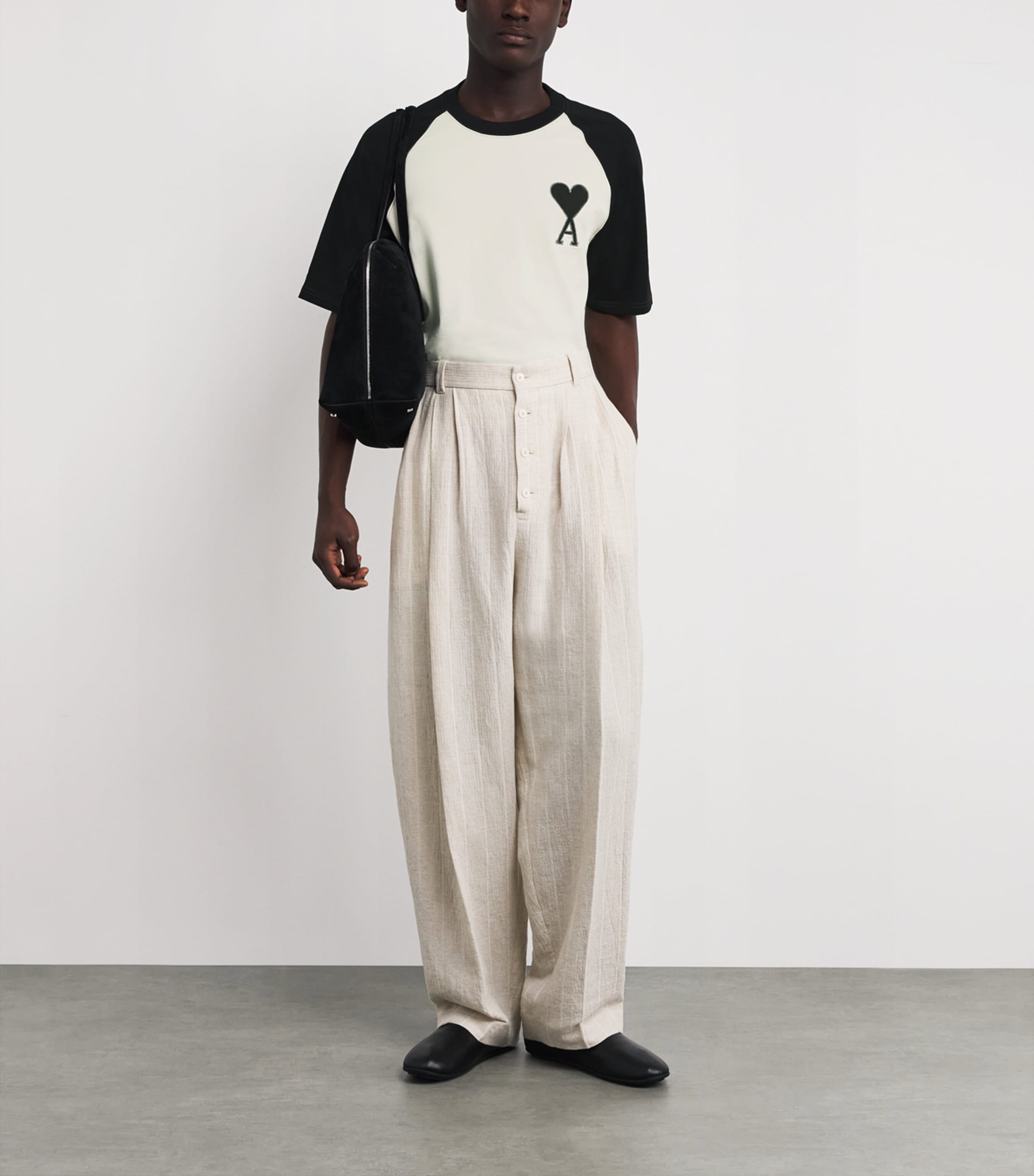 AMI Paris White Cotton Two-Tone Ami de Coeur T-Shirt