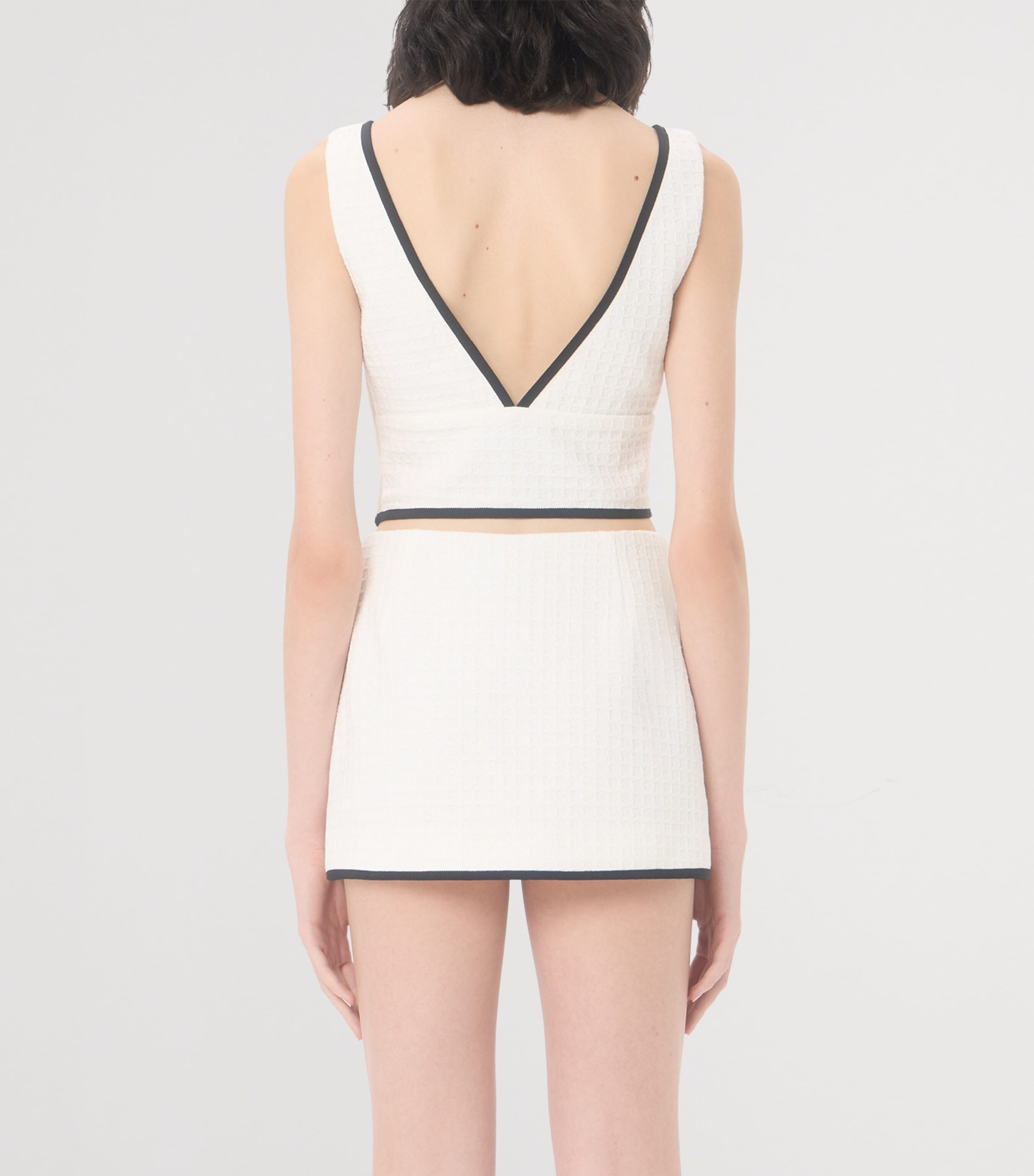 Valentino Womens Cotton V-Neck Crop Top Cbj Image 4