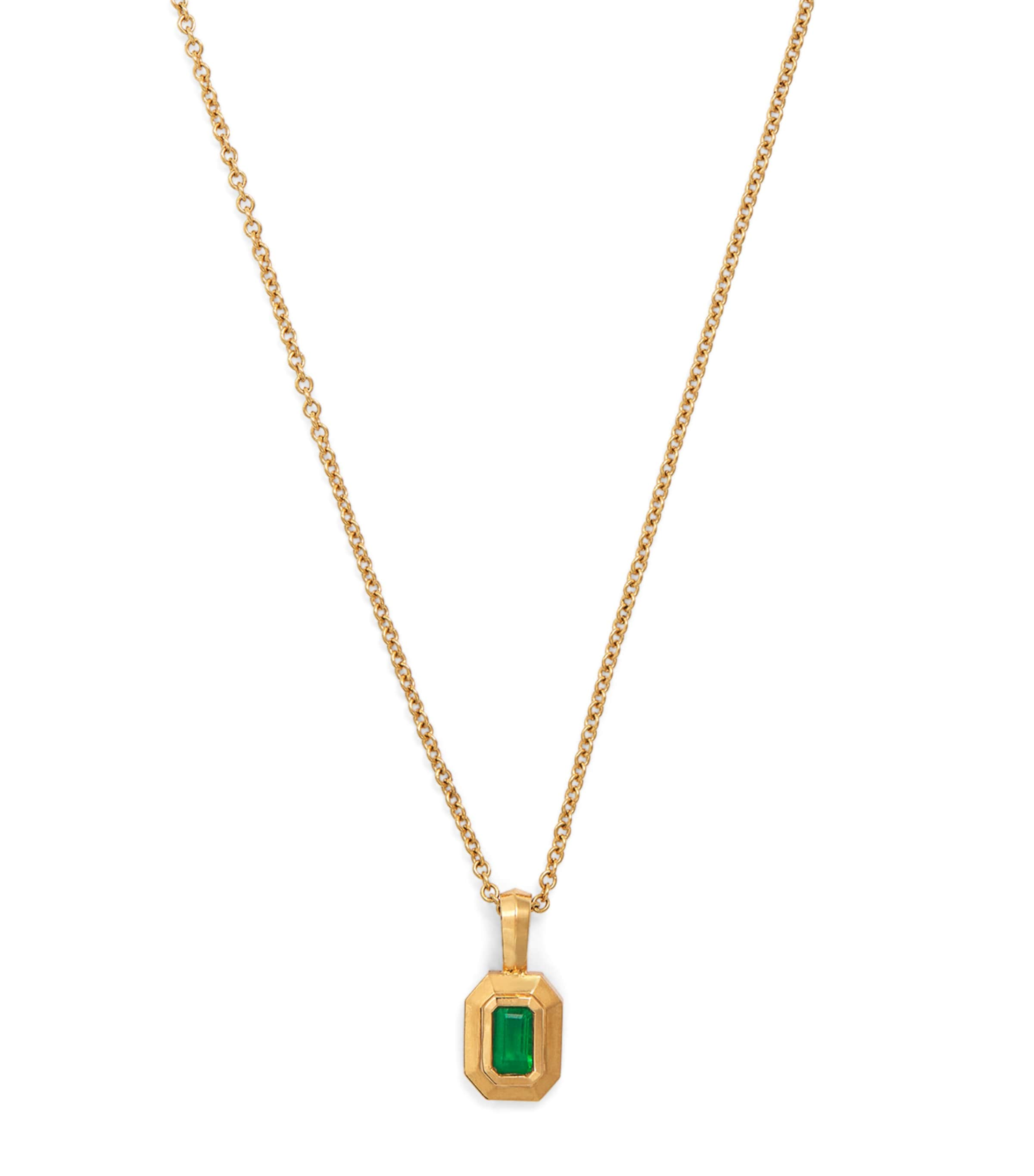 Azlee Yellow Gold And Emerald Staircase Necklace