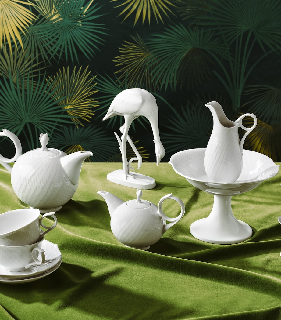 Wave Relief Coffee Cup and Saucer WHITE Image 6