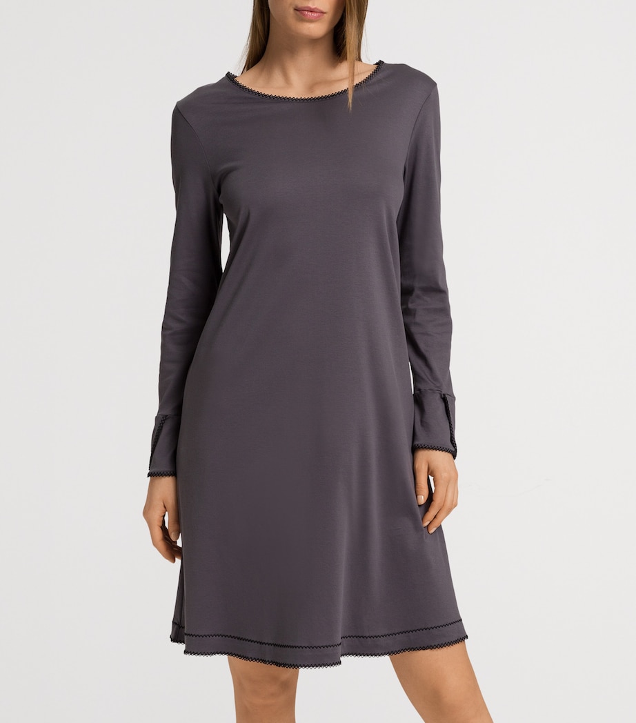 Cotton Long-Sleeve Una Nightdress BLACK PEARL Image 3