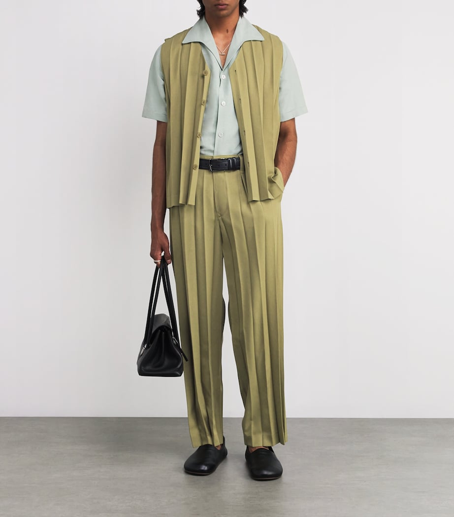 Homme Plissé Issey Miyake Mens Pleated Edge Ensemble Trousers Khaki Image 2