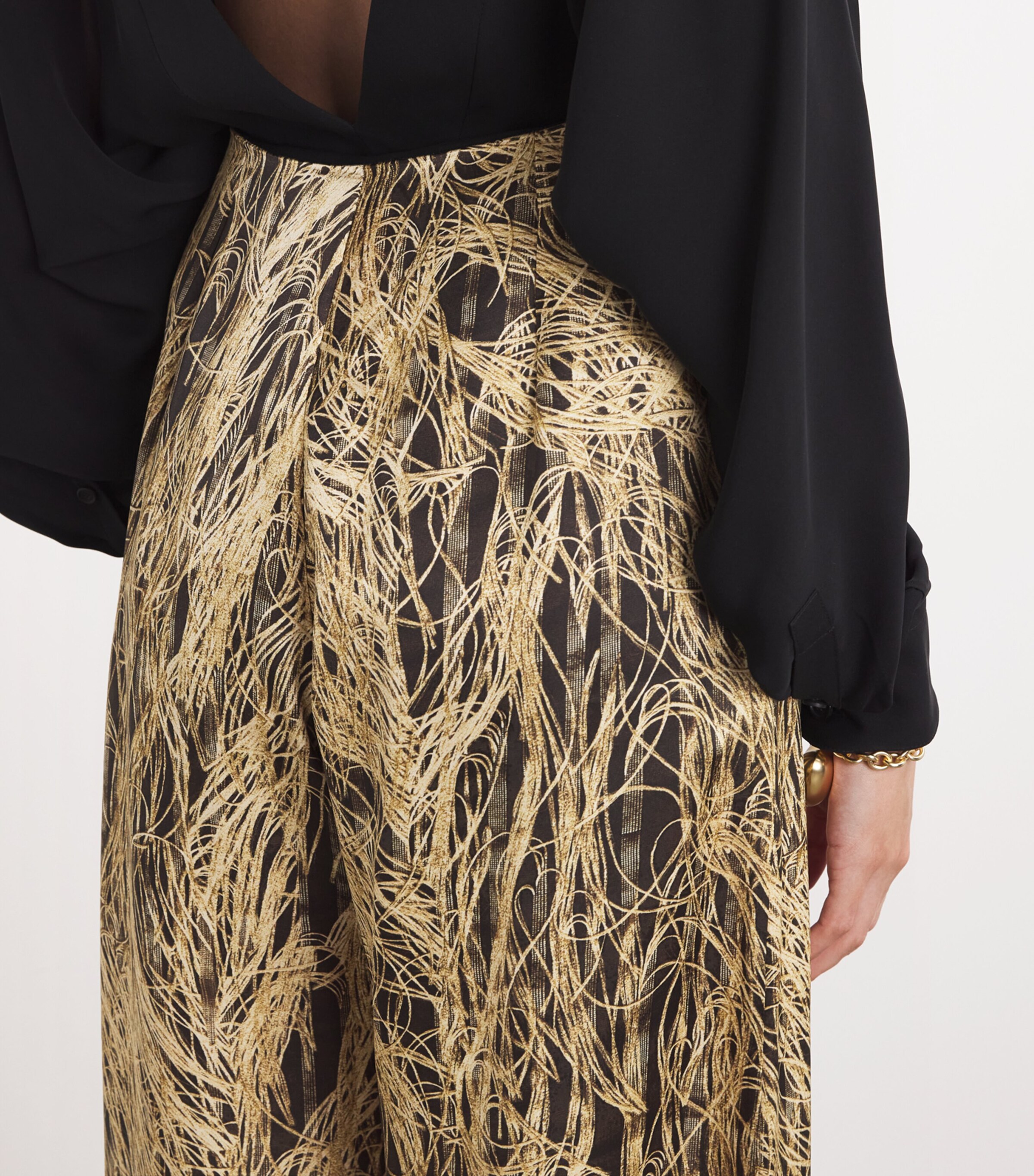 Silk Arneau Wide-Leg Trousers FEATHER SCAN GOLD Image 6