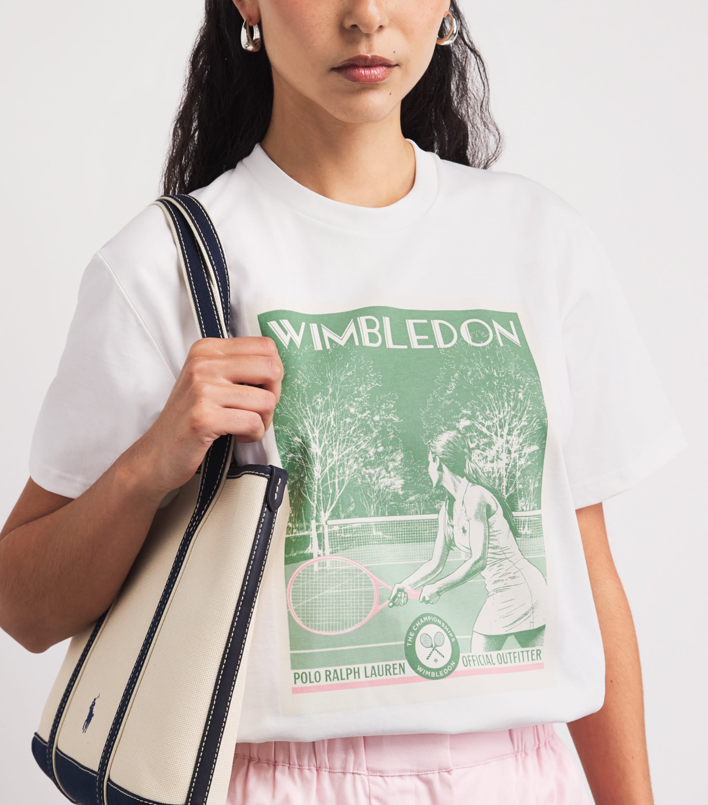 Polo Ralph Lauren Womens x Wimbledon Cotton Printed T-Shirt White Multi Image 3
