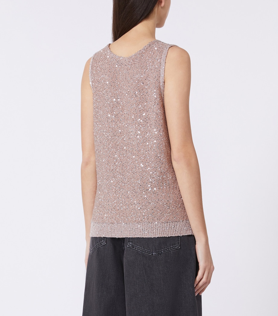 Weekend Max Mara Womens Knitted Sequin-Detail Sweater Vest Antique Rose Image 3