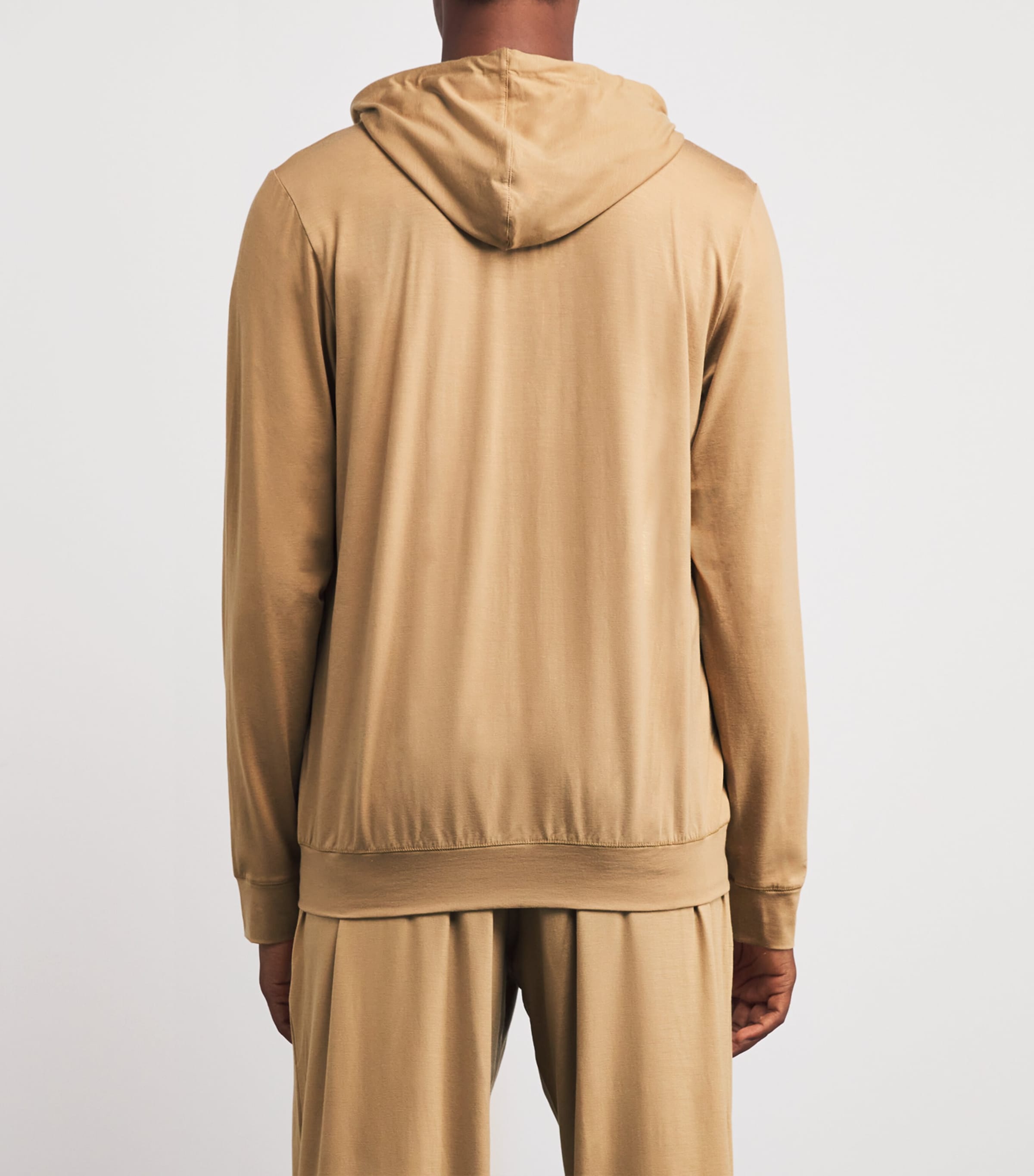 Derek Rose Mens Micromodal Zipped Hoodie Neutral Image 4