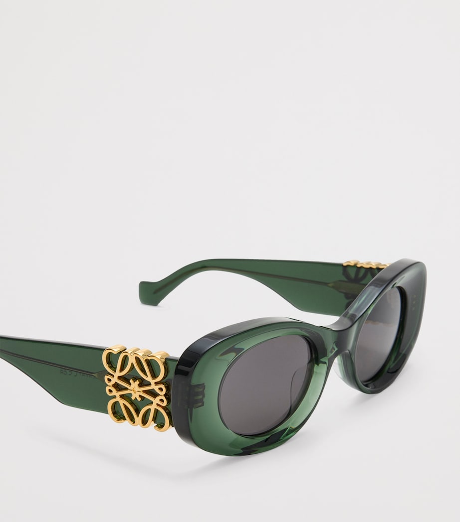 Bevelled Oval Sunglasses DARK GREEN Image 4