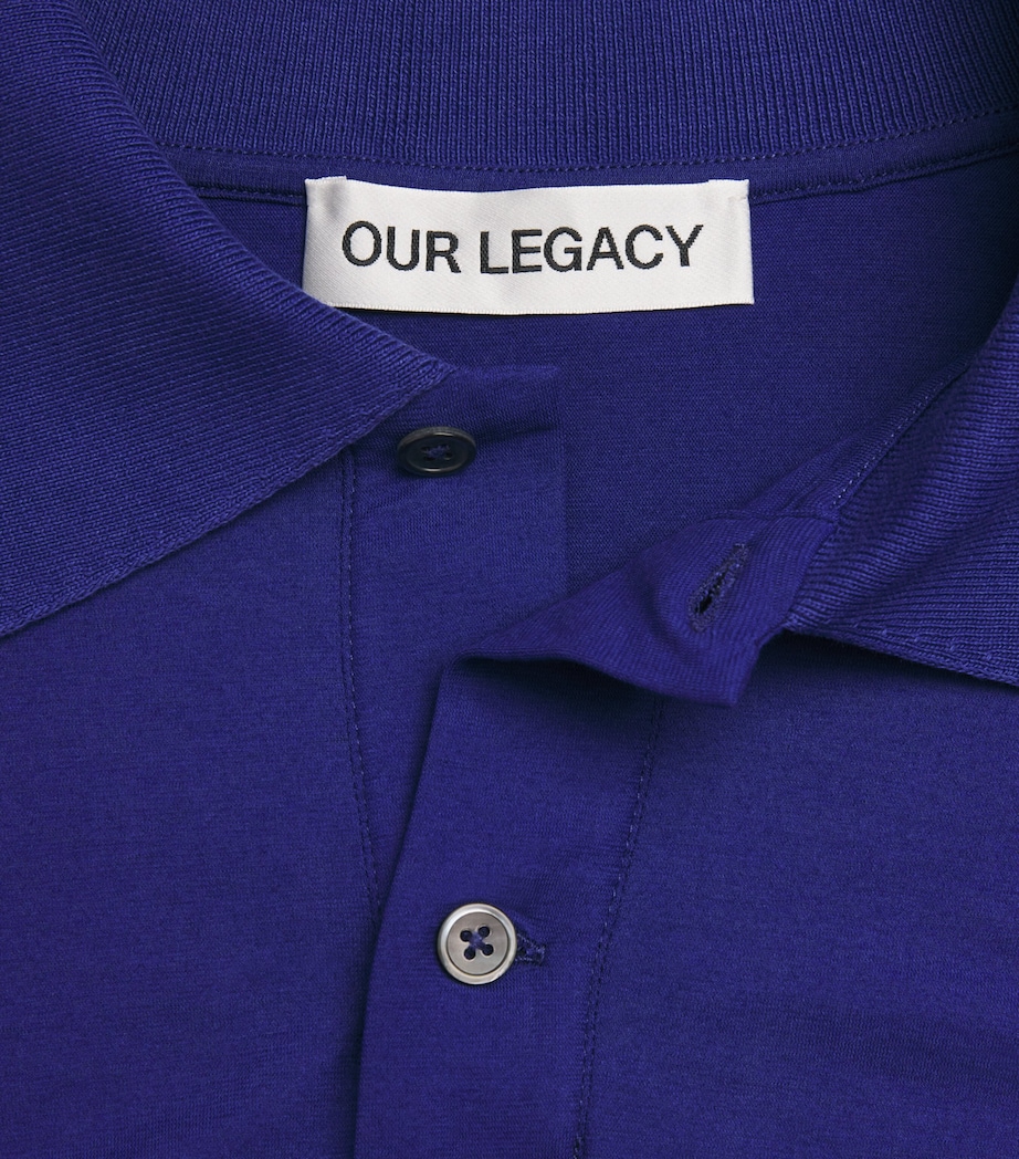 Our Legacy Mens Cotton Polo Shirt Deep Blue Image 6