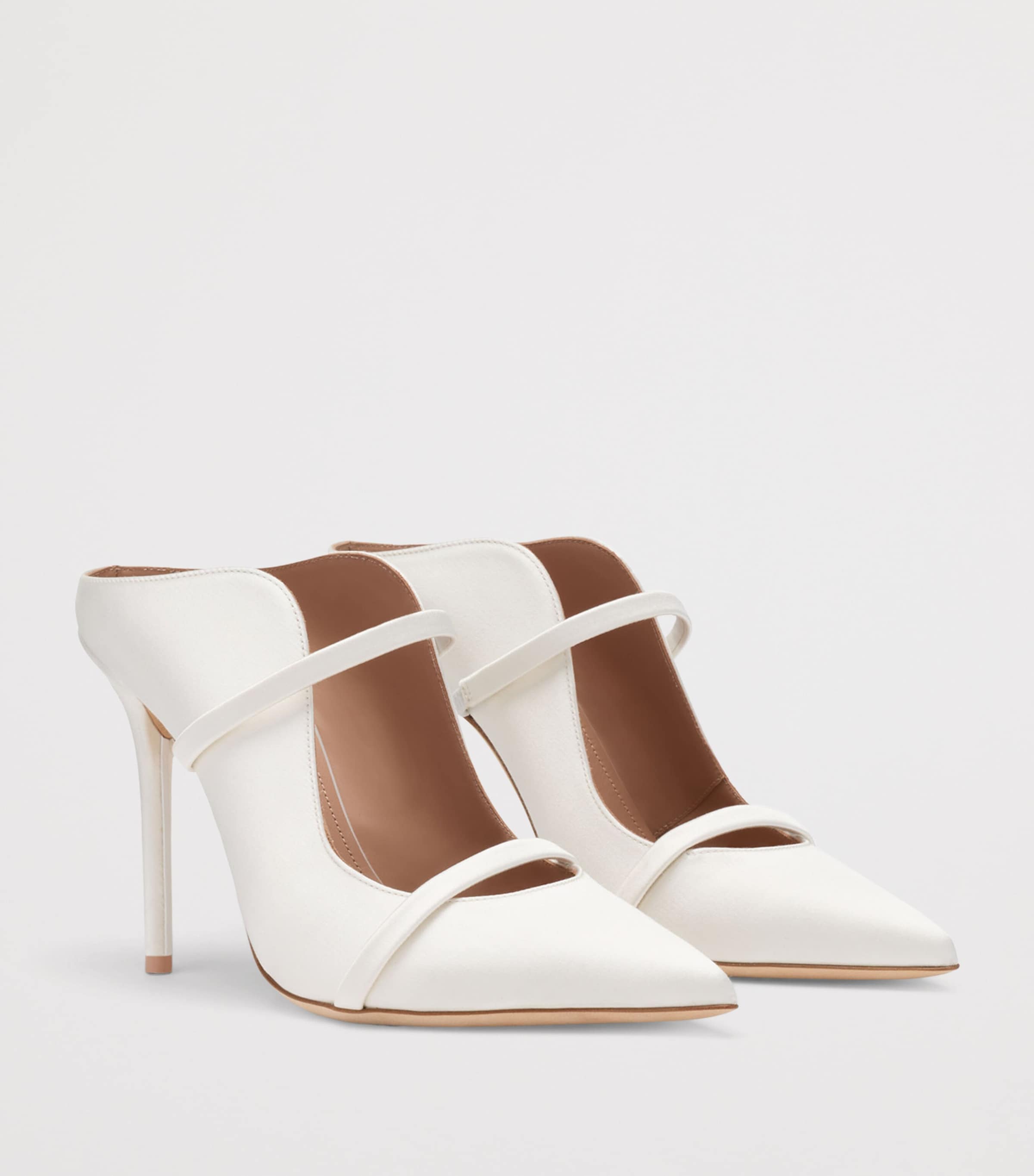 Malone Souliers Satin Maureen Mules 100 Ivory Image 3